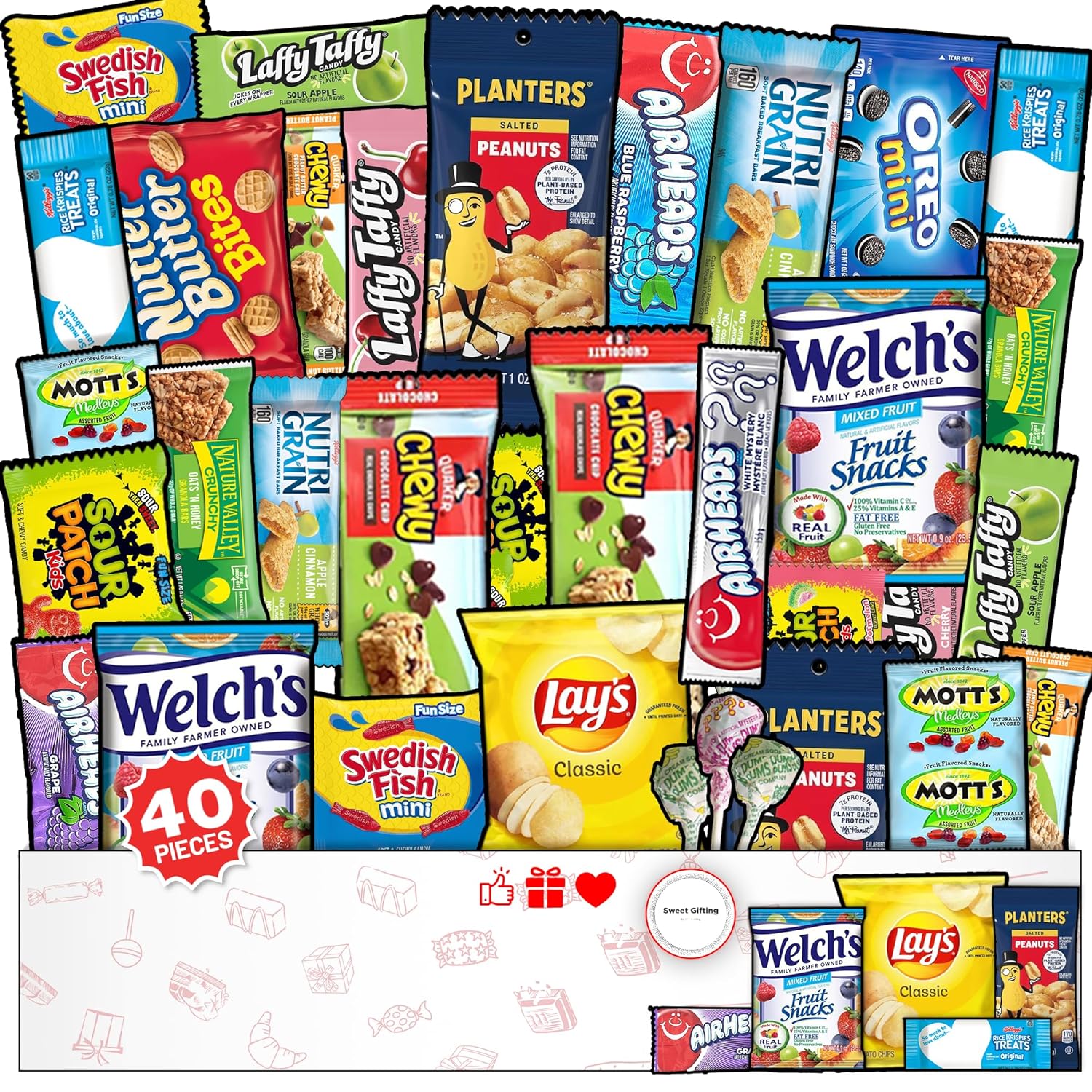 Snacks Variety Pack for Adults 40 Count - Snack Box Variety Pack for Kids & Gifting, Care Package for College Students & Study Time, Snack Boxes for Adults, Office Treats, Birthdays & Back to School