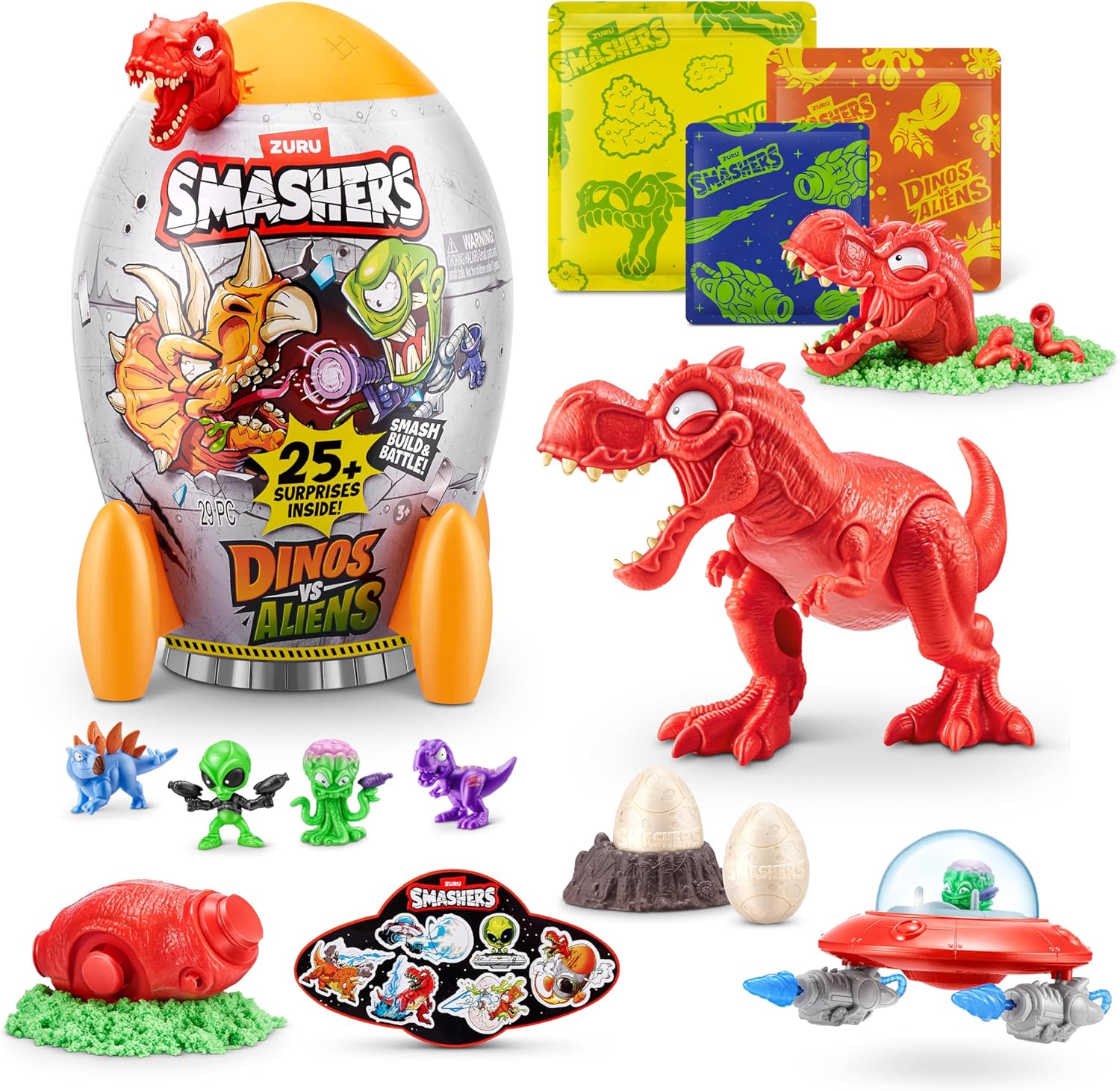 Smashers Dino vs Aliens Medium(T-REX) by ZURU, Smashable Egg Toy for Boys
