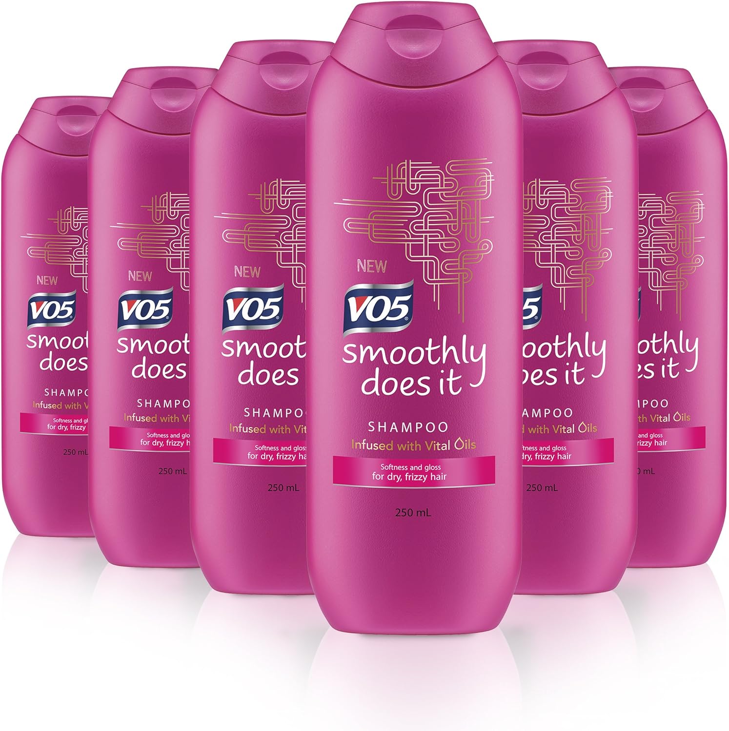 Alberto VO5 Smoothly Does It Shampoo Infused with Vital Oils for Dry, Frizzy Hair, Anti-Frizz and Shine, 250ml, Pack of 6