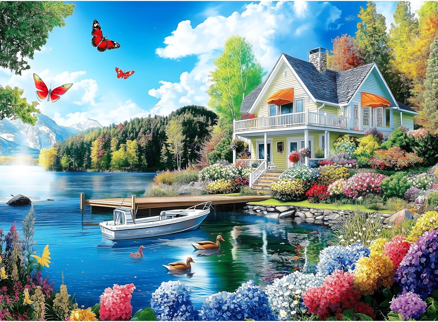 300 Pieces Puzzles for Adults | Lake House Jigsaw Puzzles | Large 300 Piece Puzzle for Children Adults Seniors | Sturdy,Safe | Engaging & Educational Toys Great Gift for Boys Girls 20.5 x 15 in