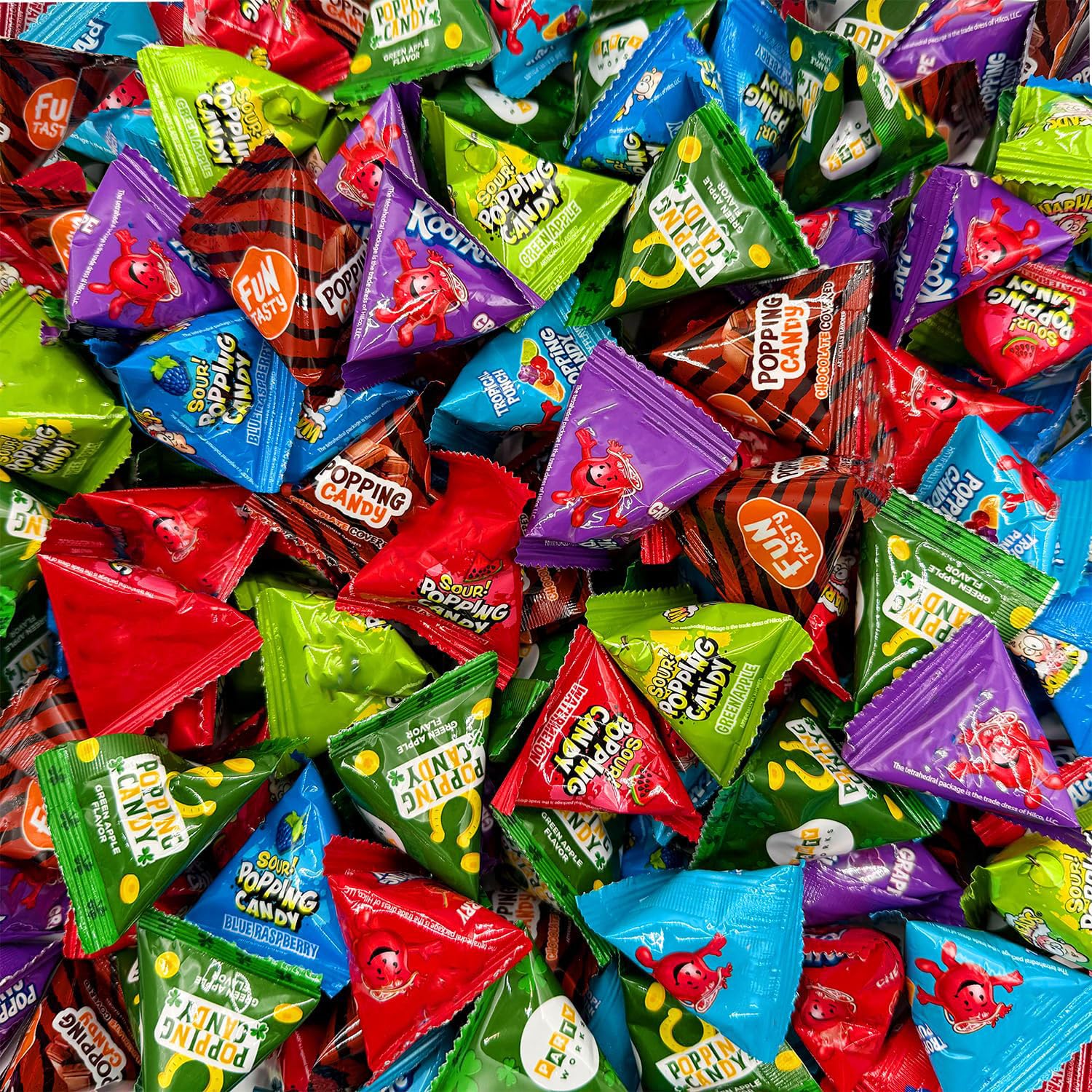 Popping Rock Candy Assortment - 1 Pound Box (About 125 Count) - Individually Wrapped Halloween Candy - Strawberry, Blue Raspberry, Grape, Tropical Punch, Apple, Watermelon