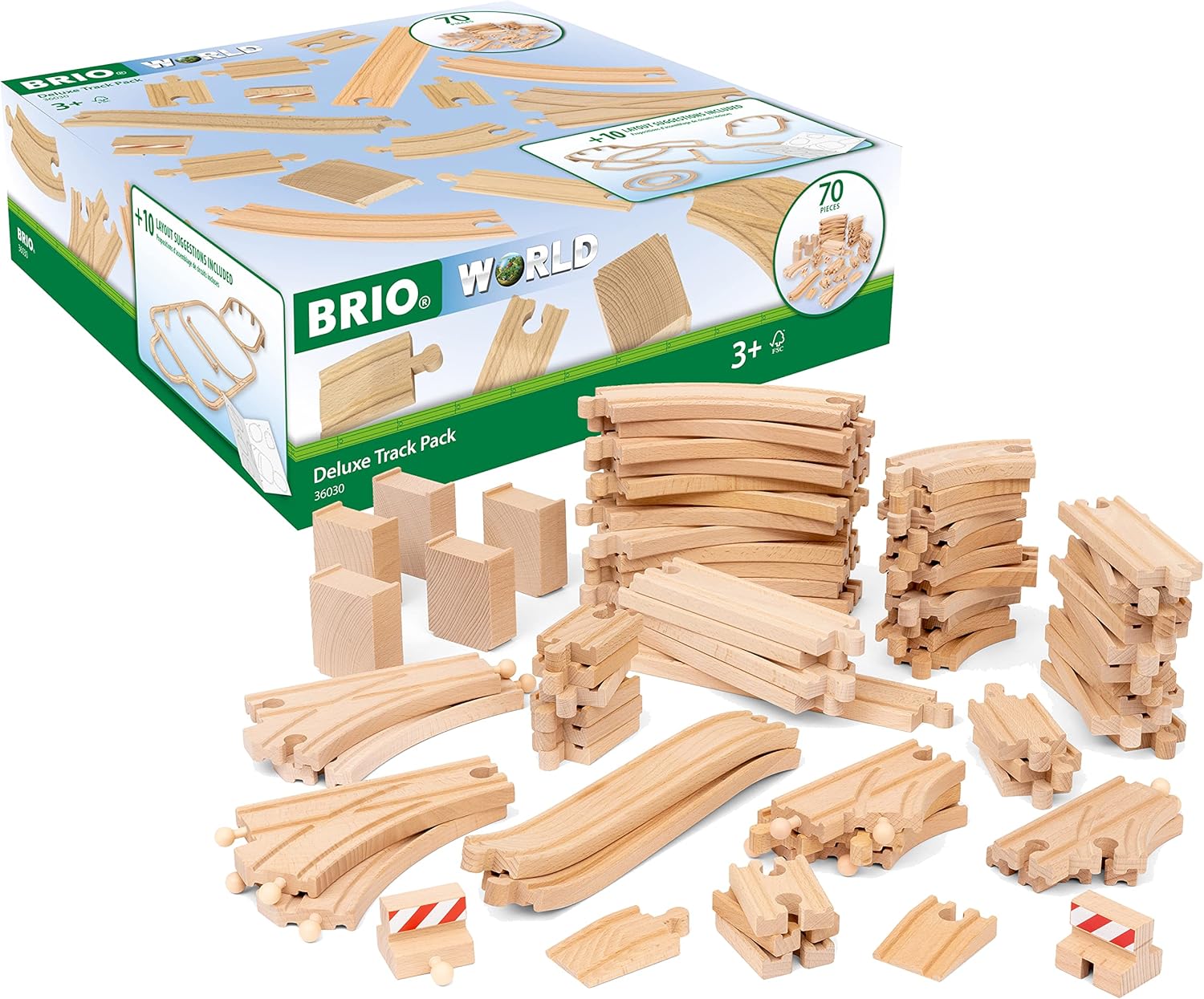 BRIO World Deluxe Train Track Pack Kids Age 3 Years Up - Wooden Railway Accessories and Add Ons