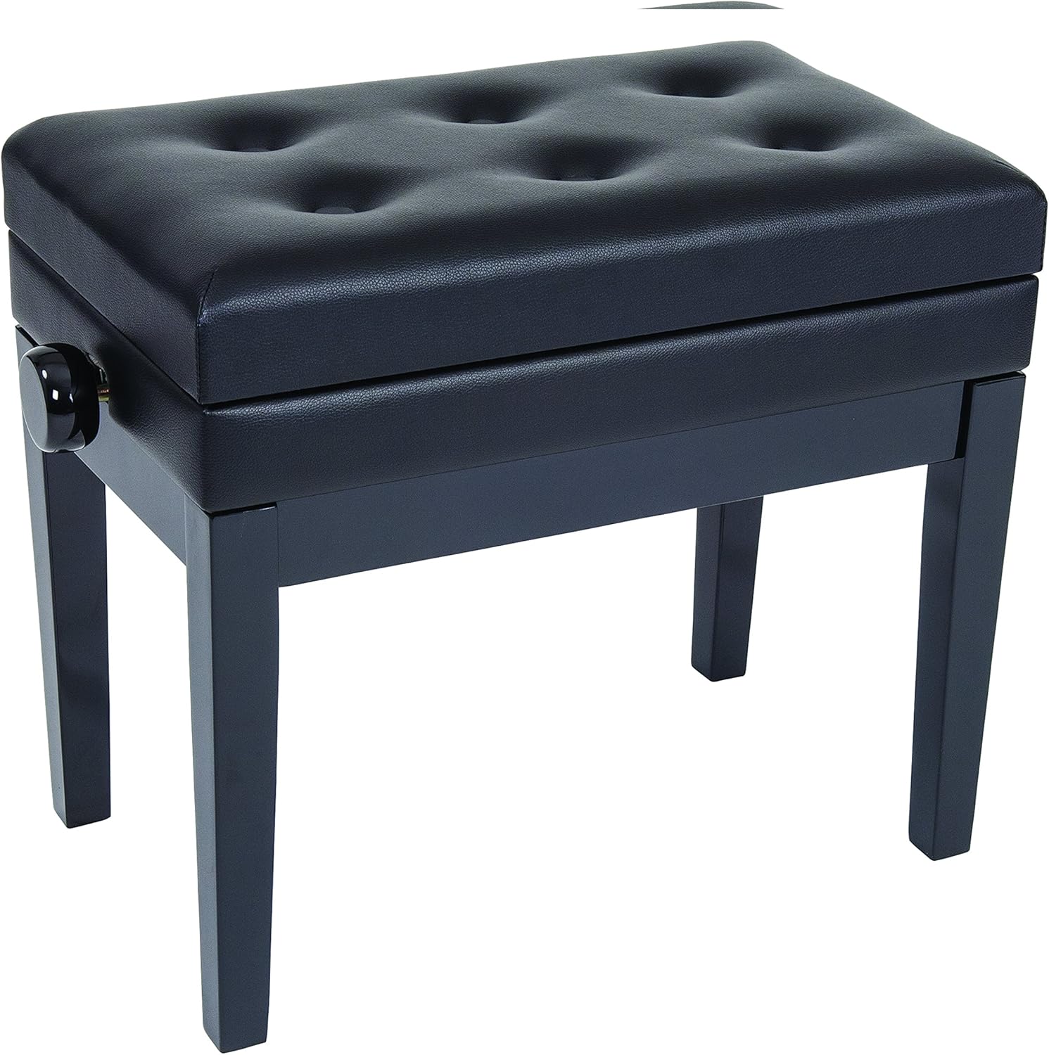 Kinsman KPB10BK Deluxe Adjustable Piano Bench-with Storage-Black