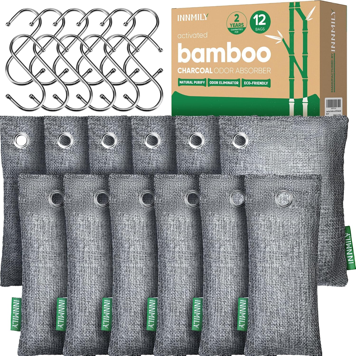 Activated Charcoal Odor Absorber,12P Nature Odor Eliminator for Strong Odor