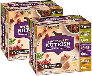 Rachael Ray Nutrish Premium Natural Wet Dog Food, Hearty Recipes Variety Pack, 8 Ounce Tub (Pack of 12)