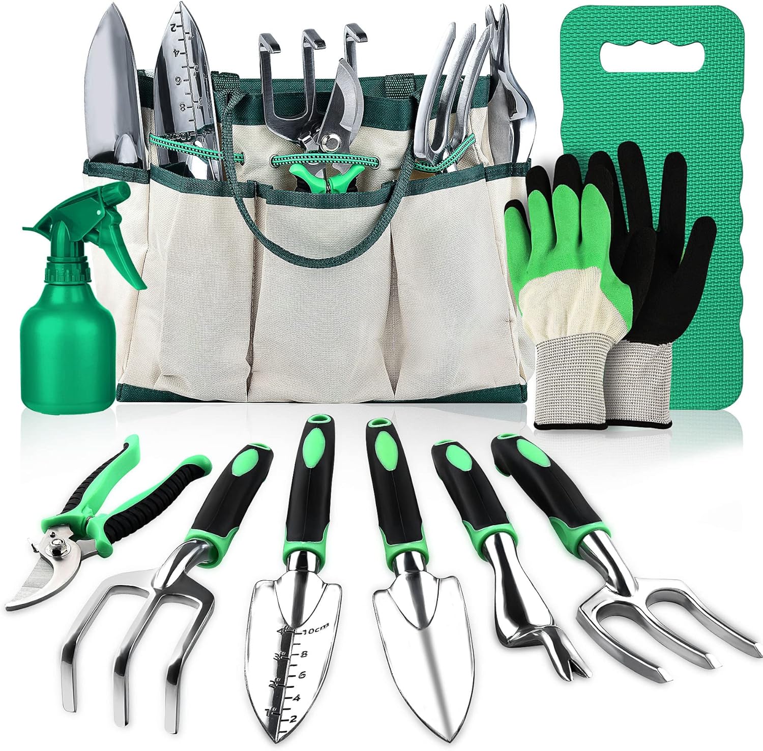 LBSTP Gardening Hand Tool Gift Kit Gardening Gifts for Women & Men 10 Piece Heavy Duty Garden Tool Sets Garden Tools Bag for Women & Men Easy Storage