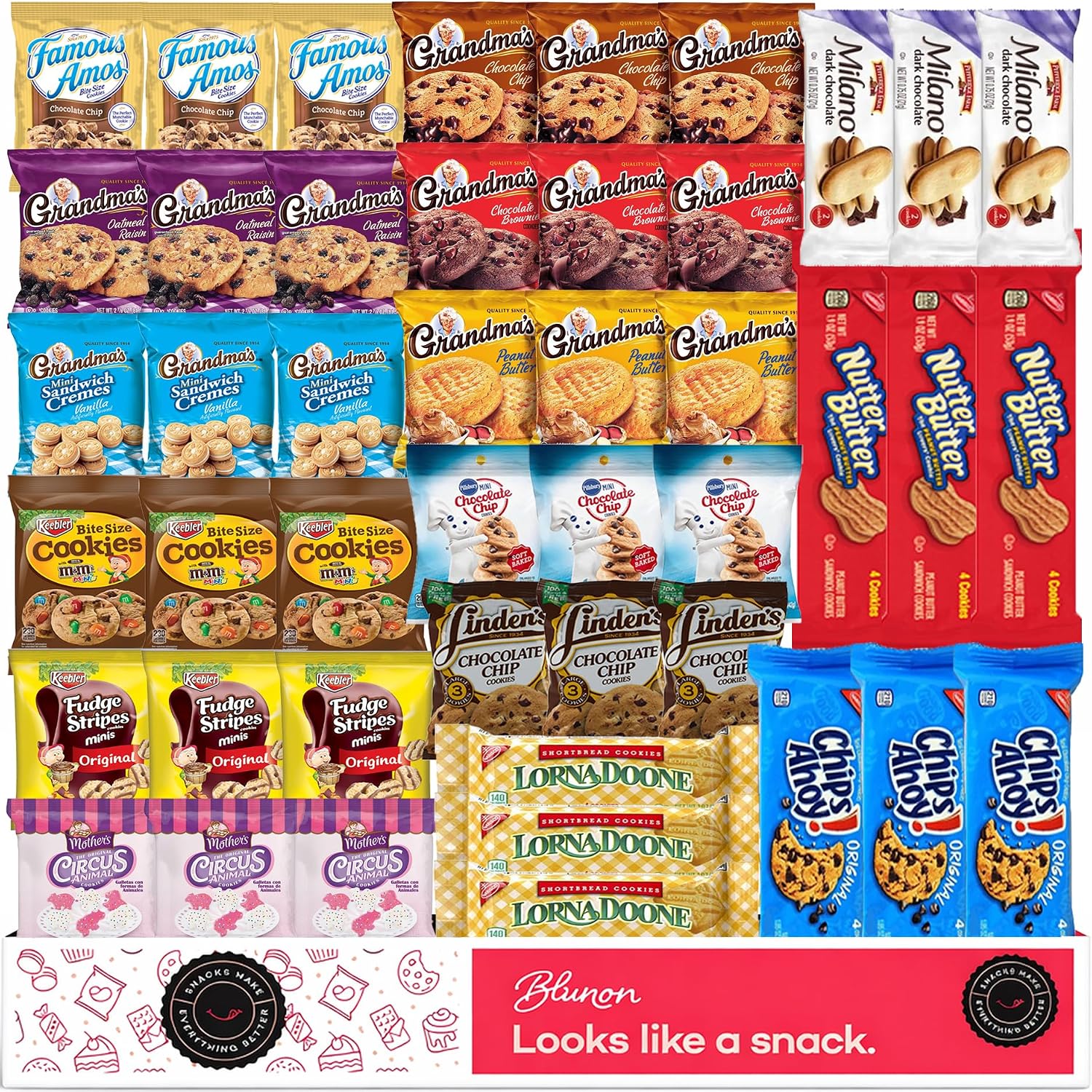 Cookies Variety Pack, Individually Wrapped Bulk Snacks Assortment, 45 Pack