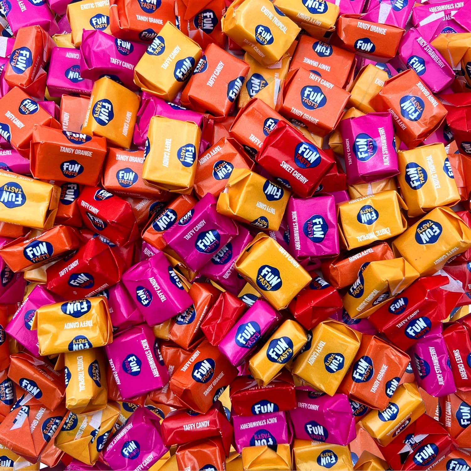 Taffy Candy | 2.2 Pound Bag - Approx. 245 Count | Chewy Fruit Candy Individually Wrapped | Soft Chewy Candy in Orange, Strawberry, Tropical Fruits, Cherry Taffy Assortment