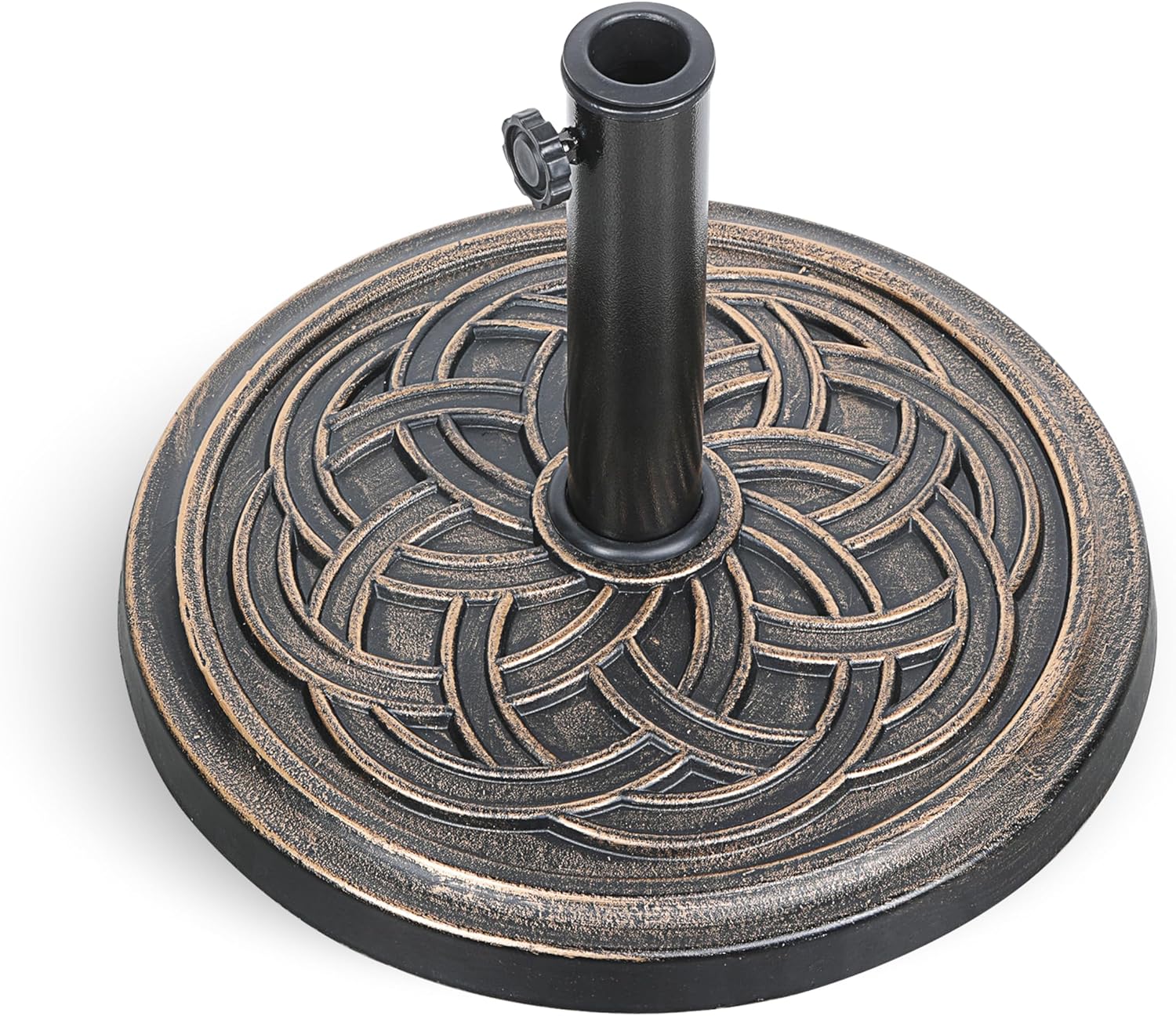 HealSmart 24.2 lbs Heavy Duty Umbrella Base 17.72" Round Patio Umbrellas-Stand for Outdoor, Lawn and Garden, Bronze