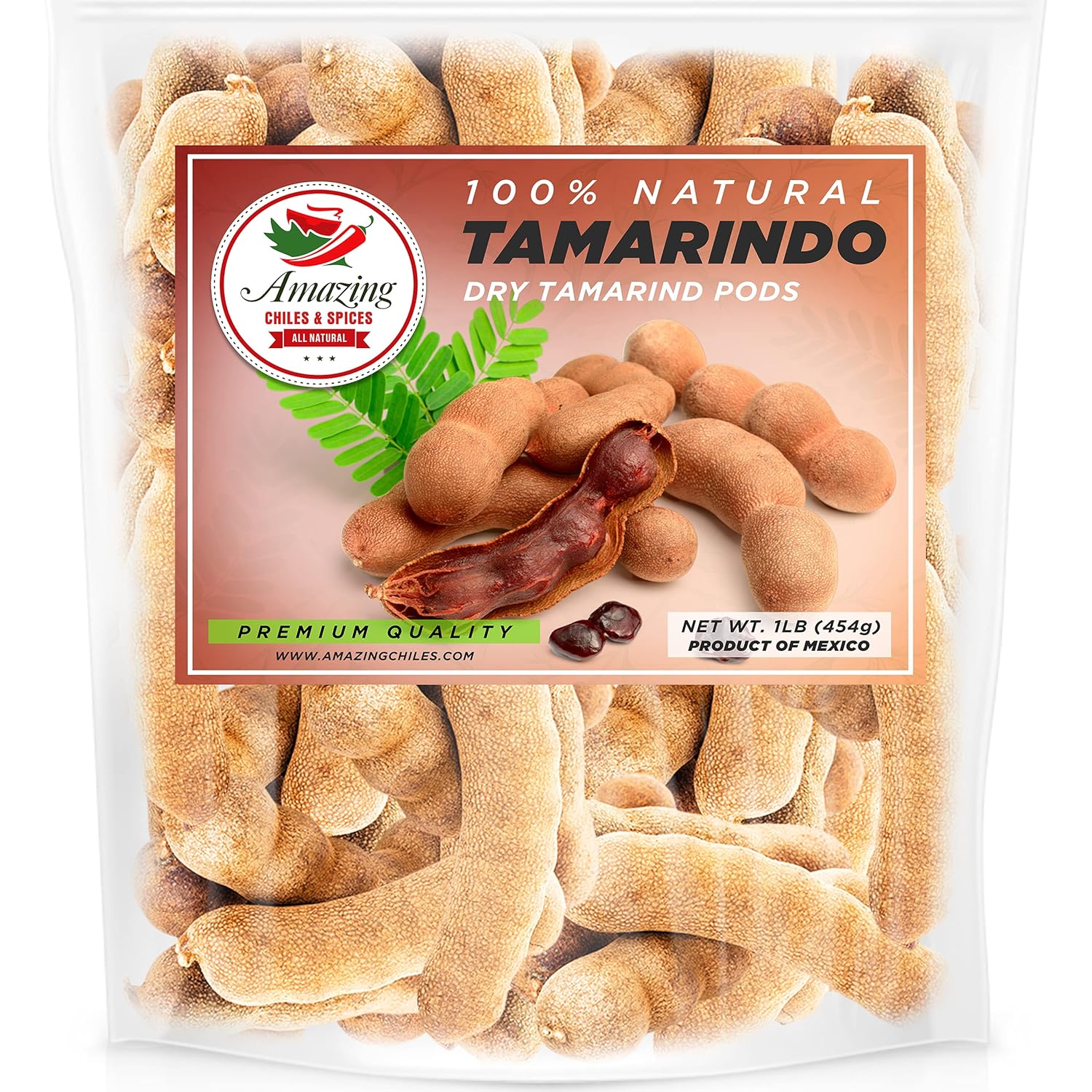Whole Tamarind Pods, 1LB (16oz) - All-Natural Sweet and Sour Flavor Perfect for Mexican Candy, Agua Fresca, Asian, and Thai Recipes | Authentic Ingredient by Amazing Chiles & Spices