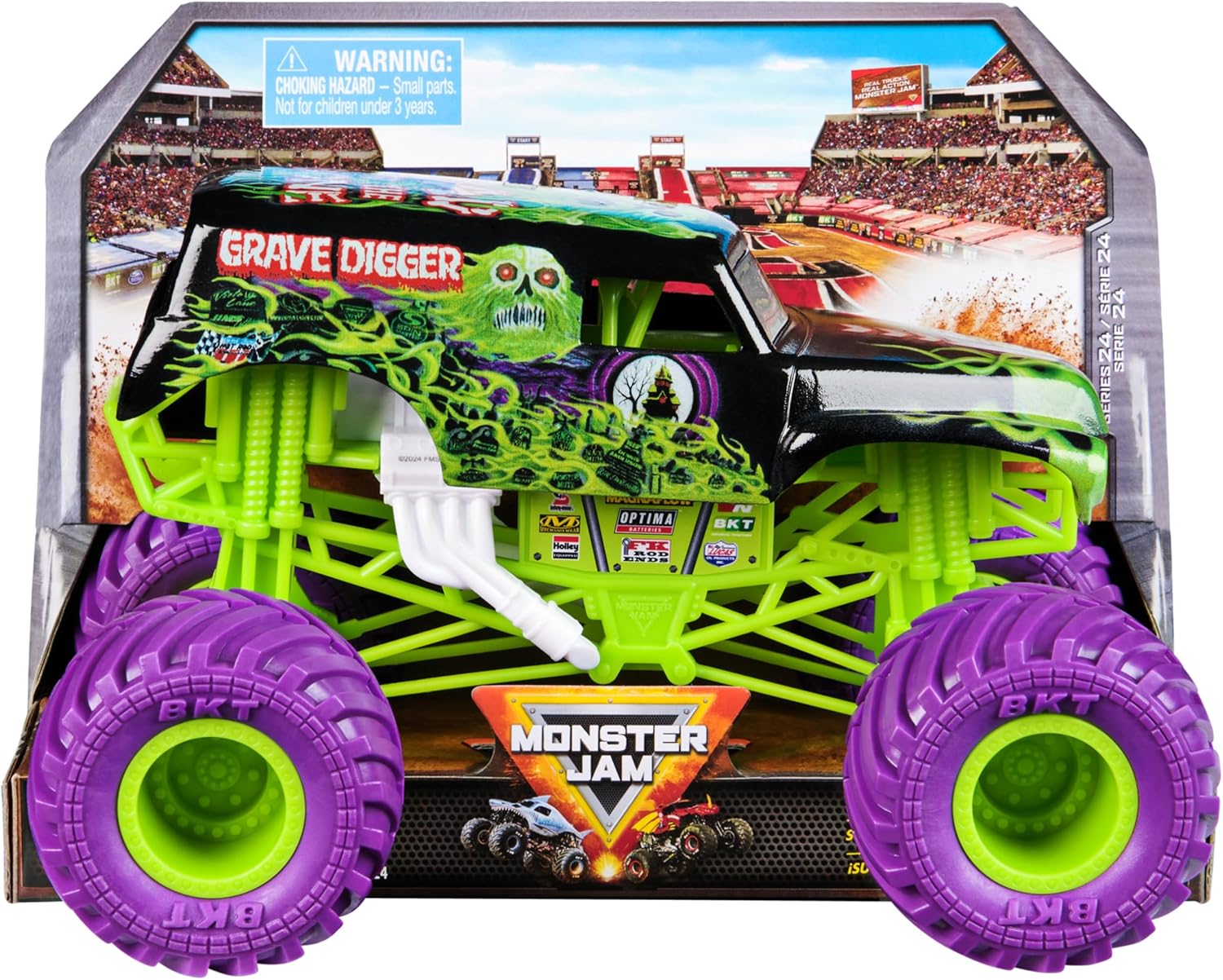 Monster Jam, Official Grave Digger Monster Truck, Collector Die-Cast Vehicle, 1:24 Scale, Kids’ Toys for Boys and Girls Aged 3 and up