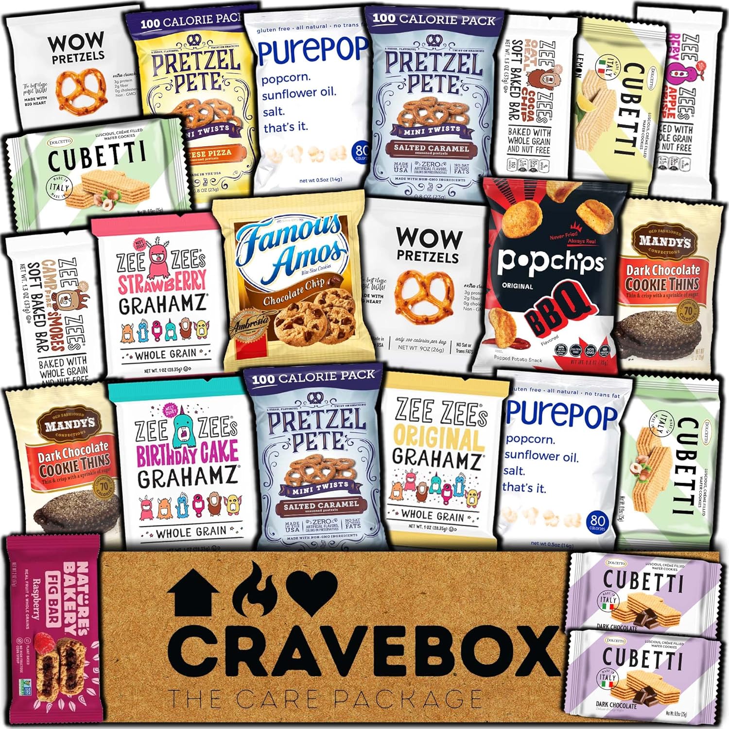 CRAVEBOX Gourmet Specialty Snacks Box Care Package Boxes for College Students Adults Healthy Cookies Bar Organic Variety Gift Pack Assortment Basket Mix Sampler Treat Final Exam Office Men Women Halloween Back to School