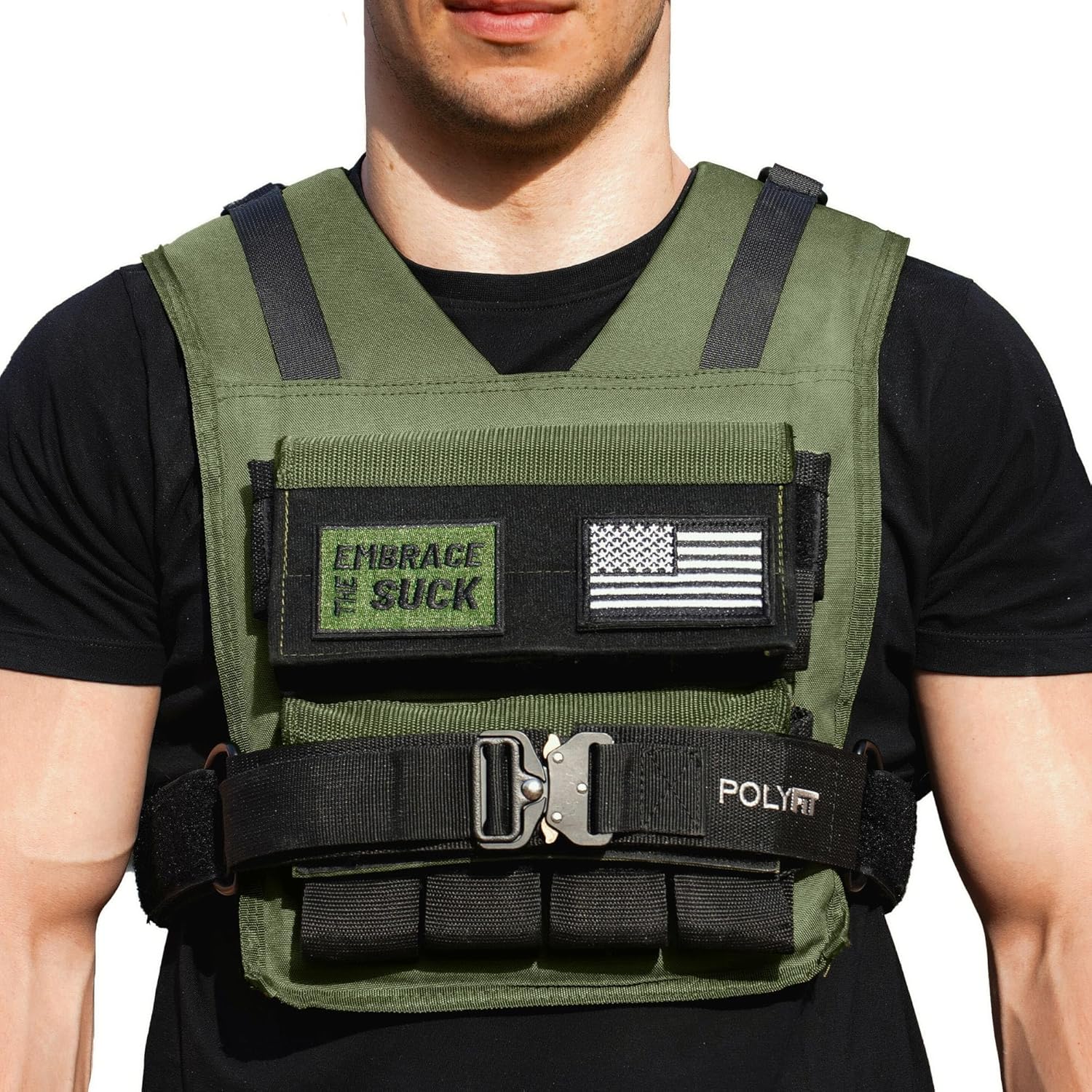 Polyfit (Warrior) Adjustable Weighted Vest - 25lb | 35lb | 45lb - Weight Vest with Adjustable Iron Weights for Men and Women - Workout Vest for Strength Training, Running, Walking, Rucking