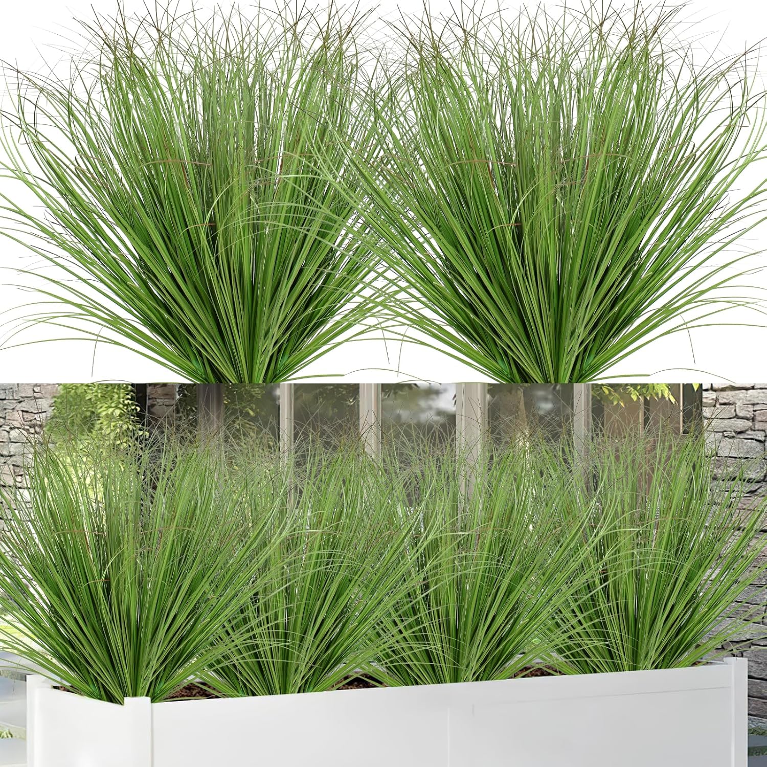 Artificial Plants Outdoor 12PCS Faux Plants Fake Plant Artificial Wheat Grass Artificial Greenery Stems Artificial Shrubs for Outdoor Indoor Window Box Garden Decor