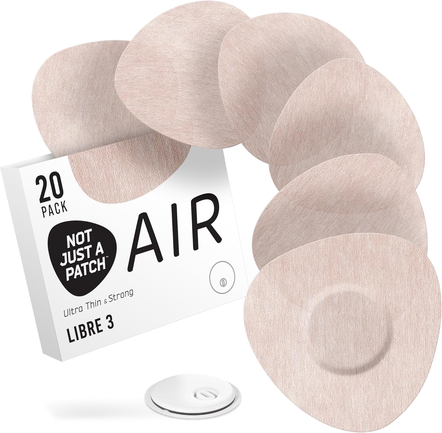 Not Just A Patch Air Libre 3 Plus Sensor Covers (20 Pack) - Thin, Strong and Light Adhesive Patches with Ultra-Hold 15+ Day Adhesion, Durable Freestyle Libre 3 Sensor Covers - Beige