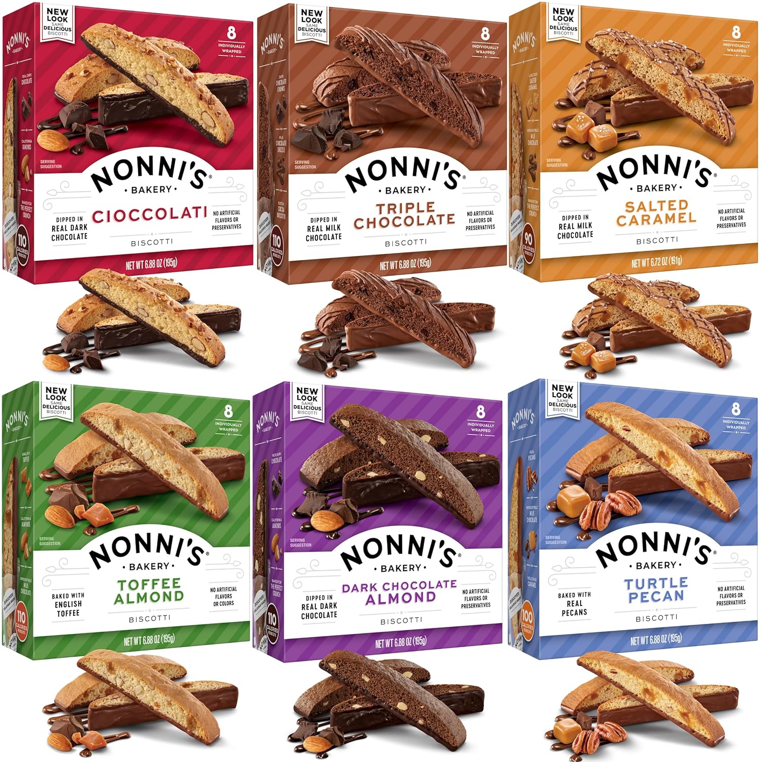 Nonni's Italian Biscotti Variety Pack - 6 Assorted Flavors - Holiday Snack for Christmas Cookies - Biscotti Cookie Variety Pack - Italian Cookie Assortment - Biscotti Individually Wrapped Cookies - Kosher