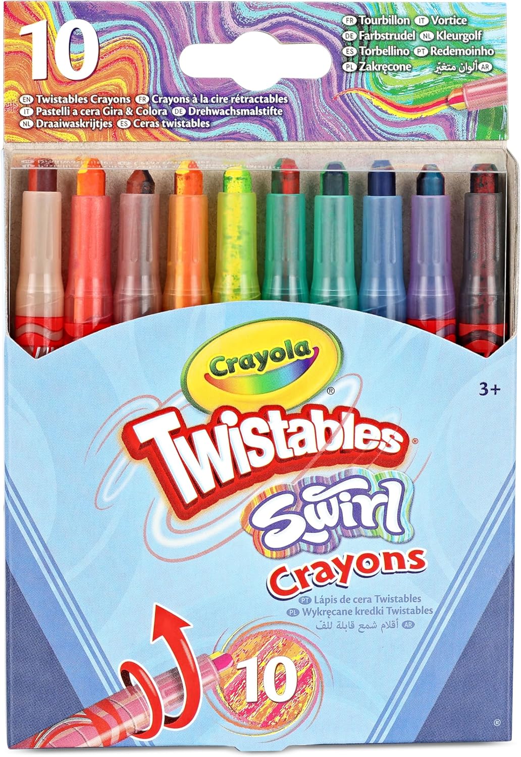 CRAYOLA Swirl Mini Twistable Crayons - Assorted Colours (Pack of 10) | Magical Swirl Effect Will Draw 4 Colours Per Crayon | Ideal for Kids Ages 3+