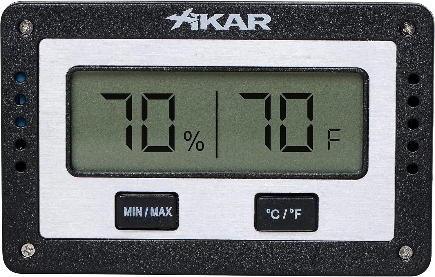 Xikar PuroTemp Rectangular Digital Hygrometer, Compact and Lightweight Cigar Humidor Accessory, Easy to Calibrate, Black