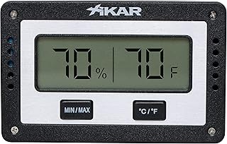 Xikar PuroTemp Rectangular Digital Hygrometer, Compact and Lightweight Cigar Humidor Accessory, Easy to Calibrate, Black