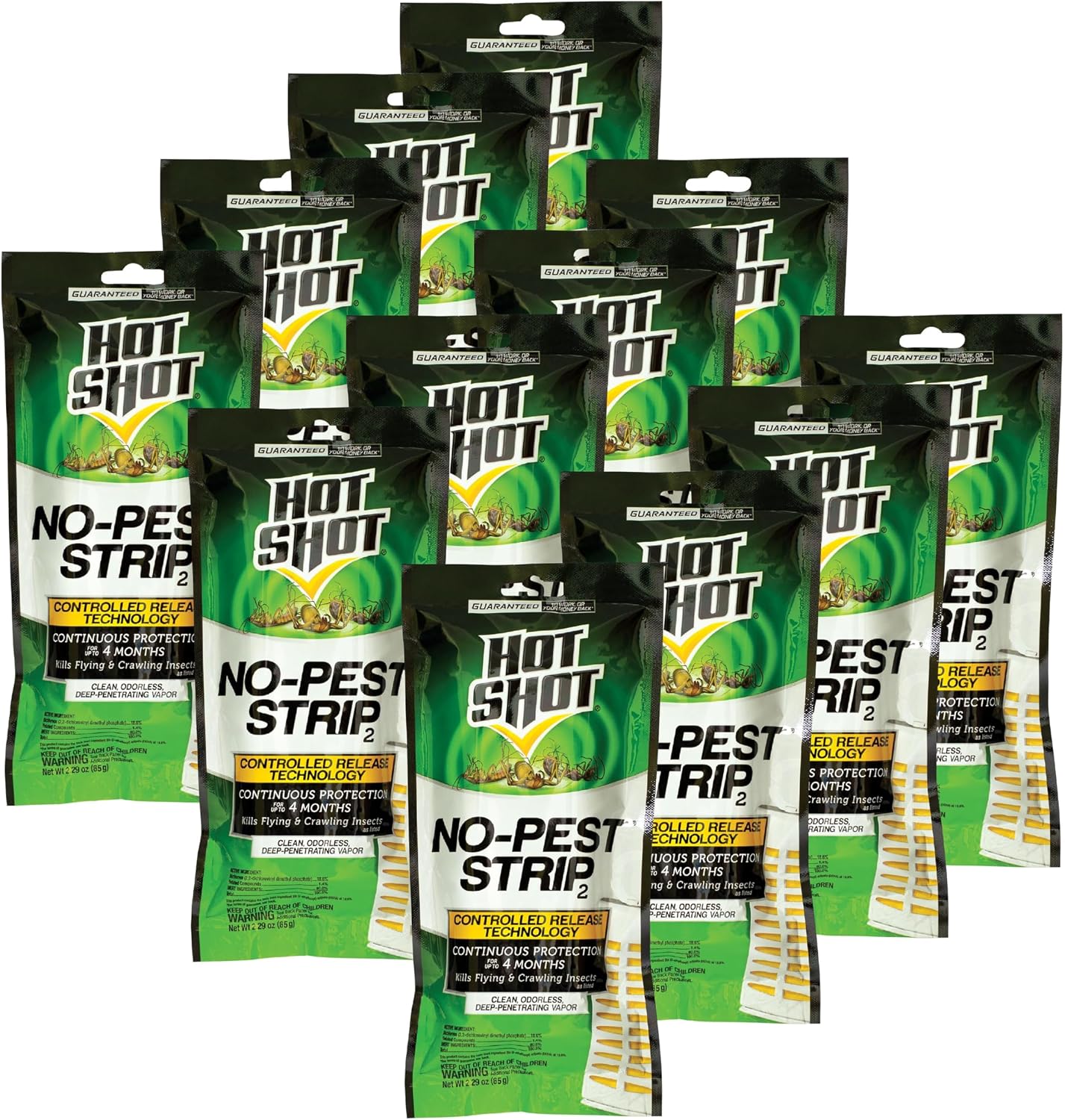 Hot Shot No-Pest Strip, Kills Flying And Crawling Insects, 12 Pack