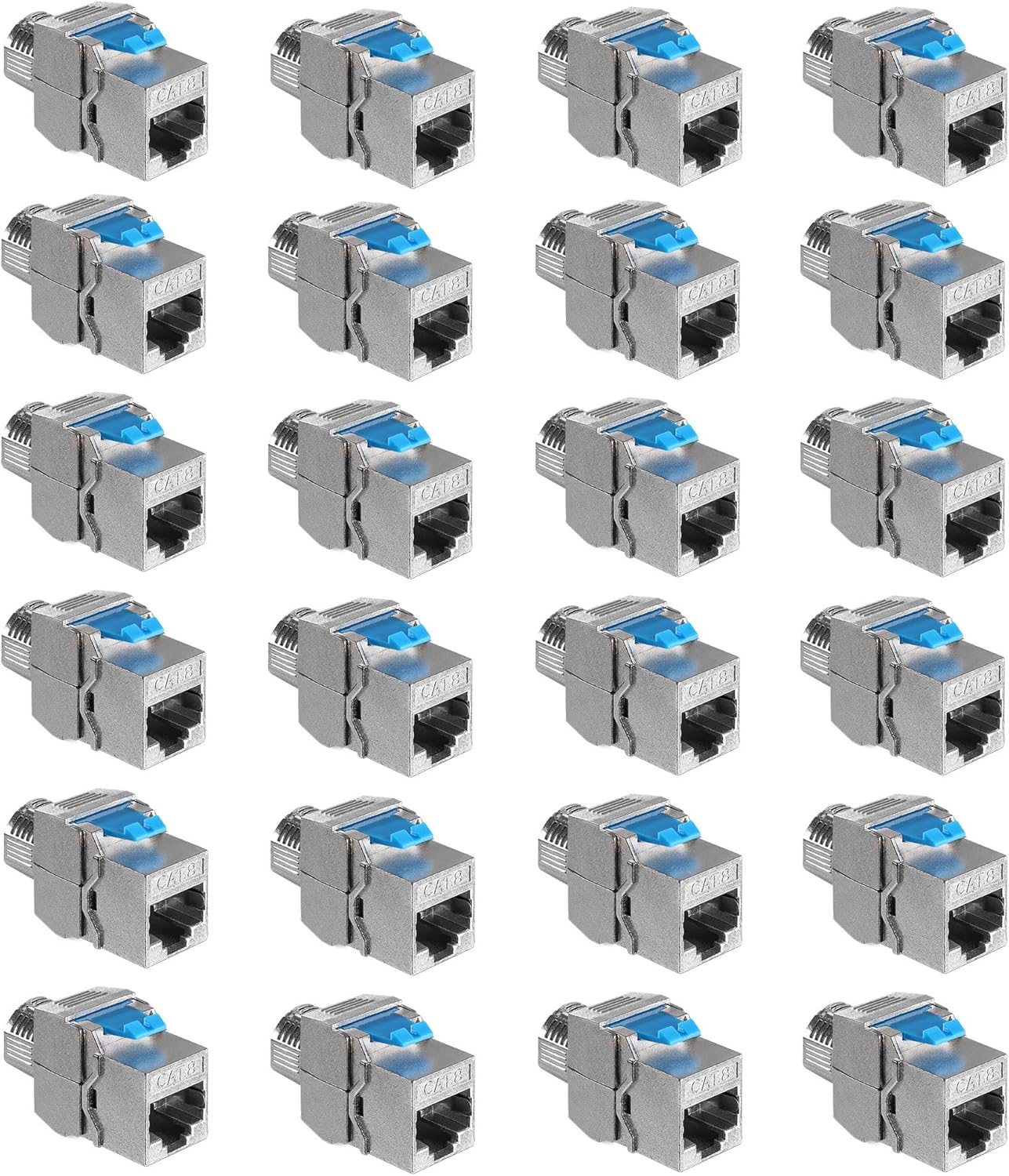 kwmobile Keystone Module Jacks - 24 Piece CAT-8 Shielded Keystone Jack RJ45 Cat 8 Ethernet Module 40 Gbit with Shielded Metal Housing