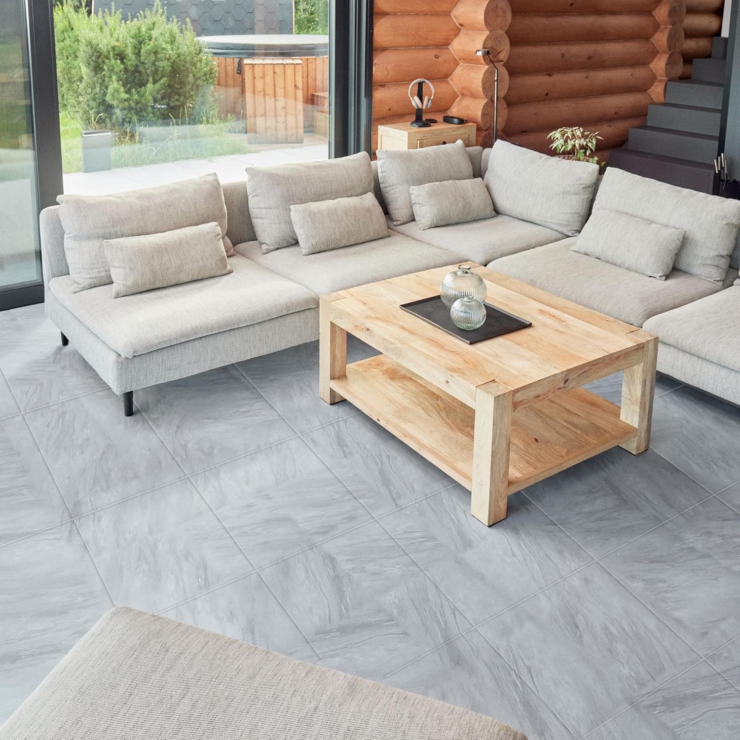 𝐍𝐎𝐕𝐄𝐂𝐑𝐀𝐅𝐓𝐎 Square Self Adhesive Vinyl Floor Tiles - 34 Pack / 76.42 ft² (7.1m²) Peel and Stick Floor Tiles Size 18”x18” (45.72x45.72 cm) Waterproof Kitchen Grey White Marble Vinyl Flooring