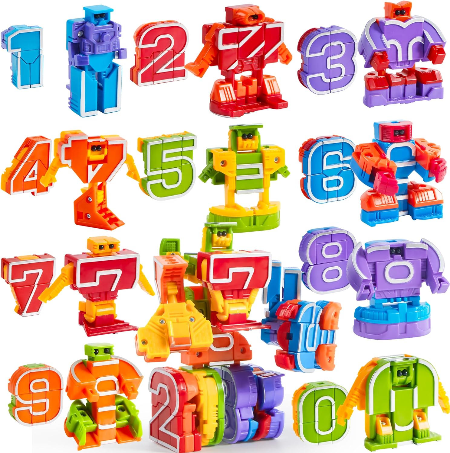JOYIN 10 Pieces Number Robot Action Figure Toys for Kids Number Learning, Birthday Party, School Classroom Rewards, Carnival Prizes, Pre-School Education Toy,Easter Basket Stuffers