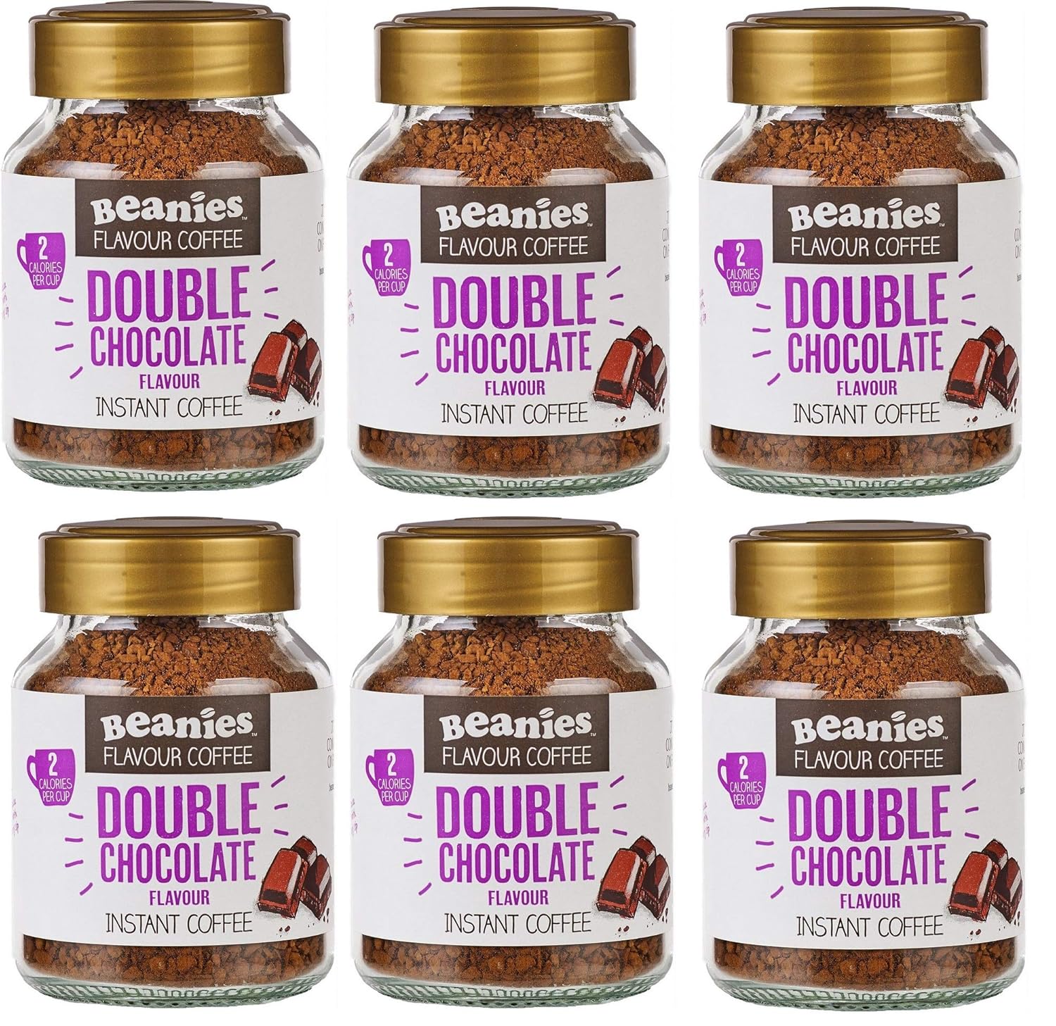 Beanies Double Chocolate Flavour Instant Coffee 50g, 6 Pack