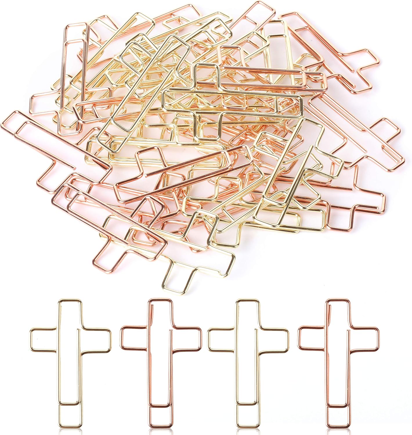 Mr. Pen Cross Paper Clips - 35 Pack (Gold and Rose Gold), Bible and Journal Clips, Bible Study and Christian Journaling Supplies