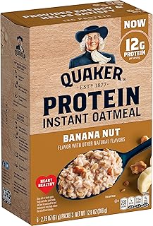 Quaker, Protein Instant Oatmeal, Banana Nut, 12.9 Oz, 6 Count (Pack of 1)