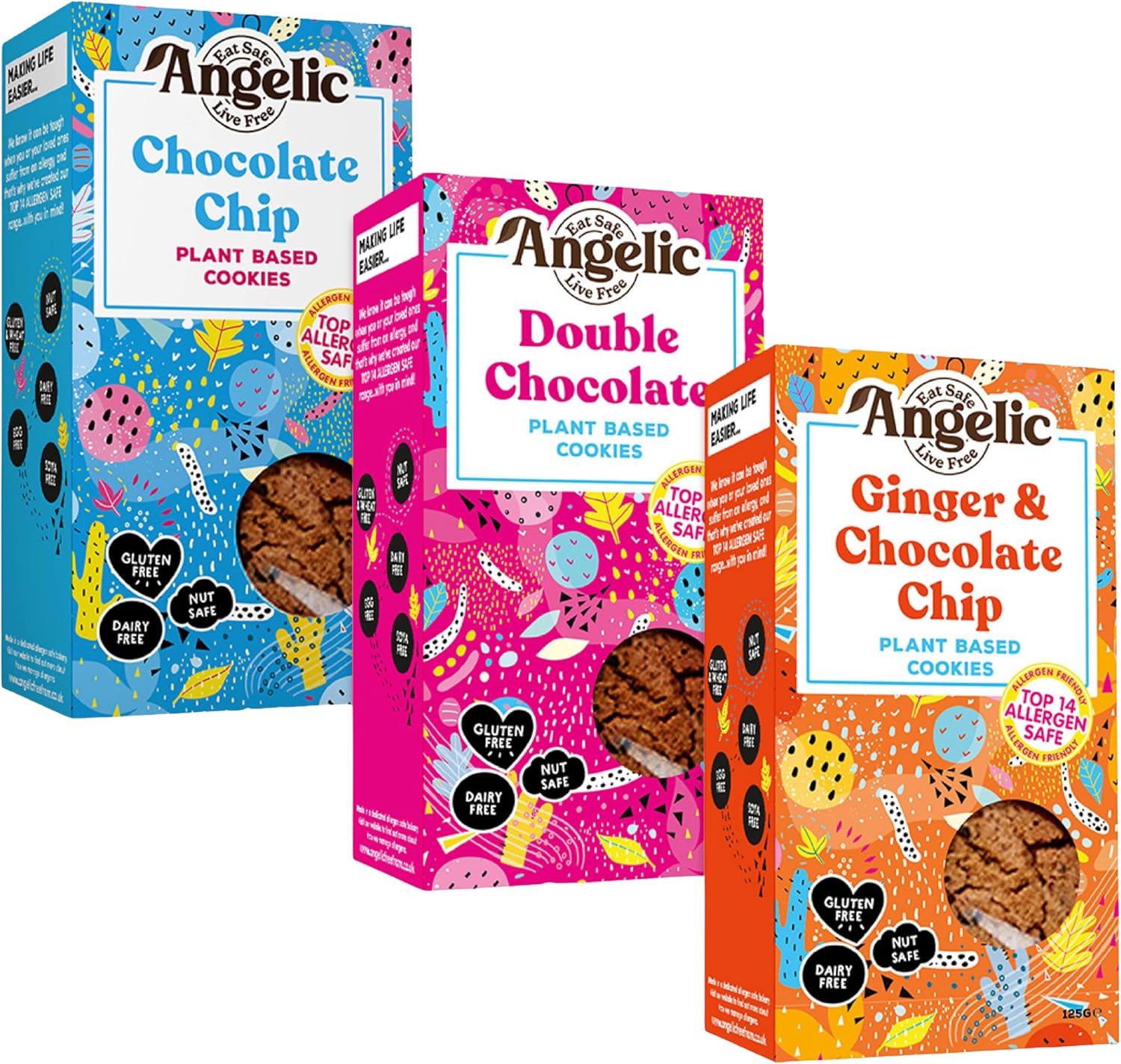 Angelic Free From Vegan & Gluten Free Cookies - 3 x 8 Pack Mixed Flavours