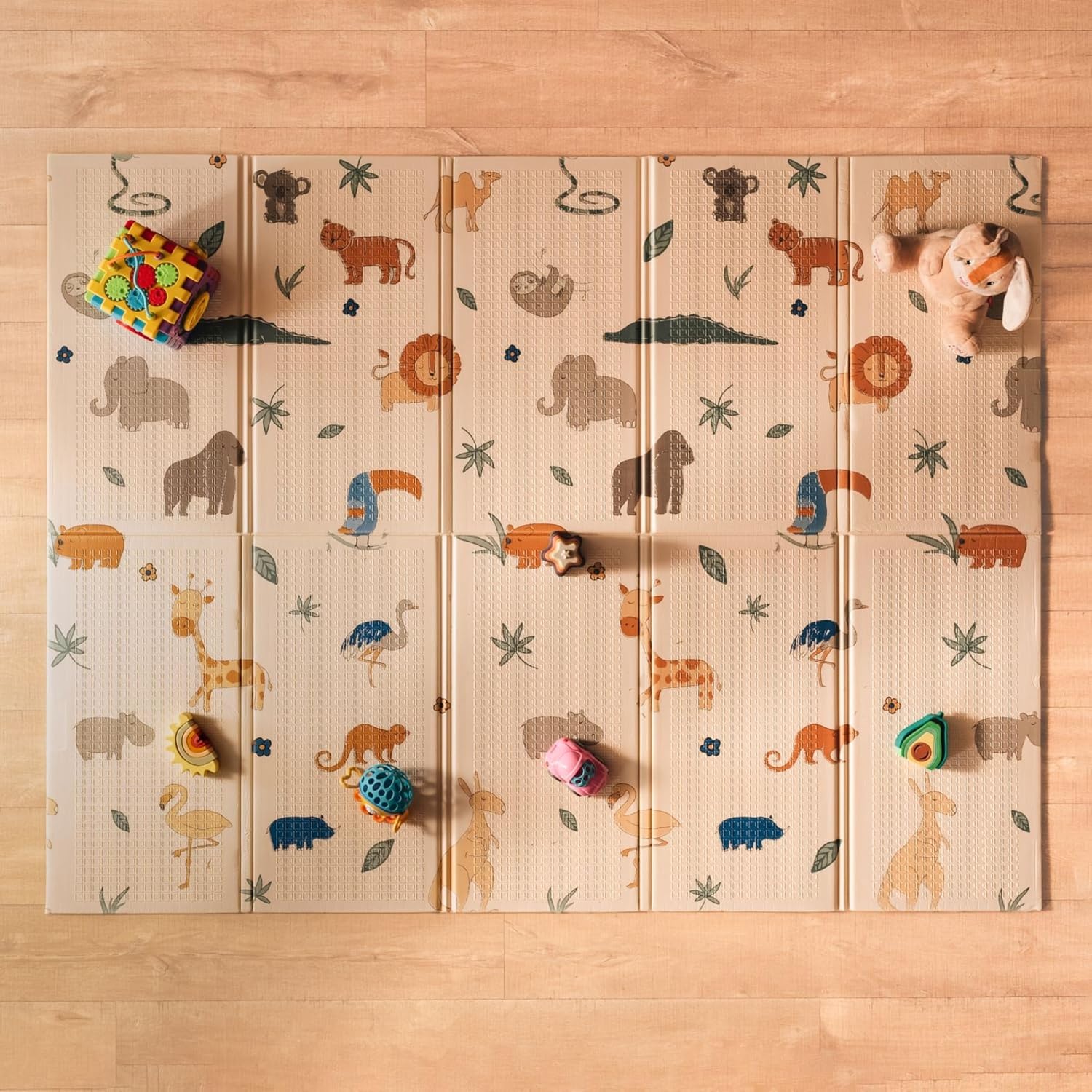 Nuby Foldable Reversible Baby Play Mat, 150 x 200 cm, XXL, 0M+, Safari