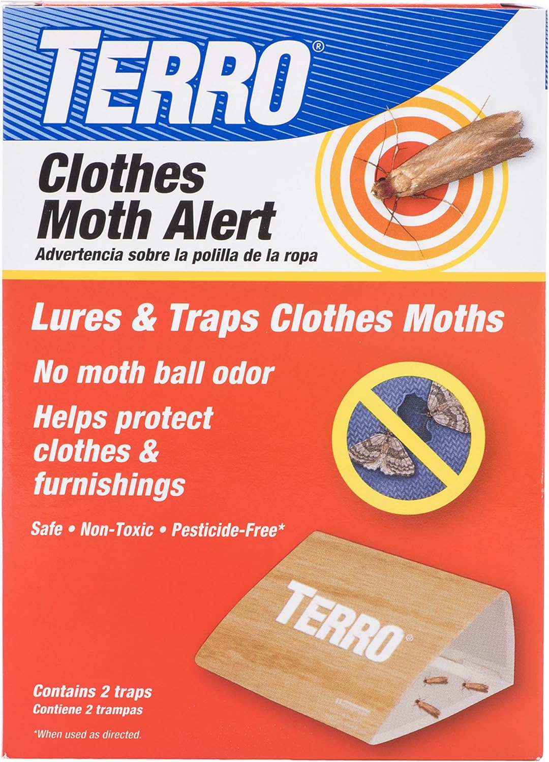TERRO T720 Clothes Moth Alert Traps - 2 Non-Toxic, Safe Clothes Moth Traps