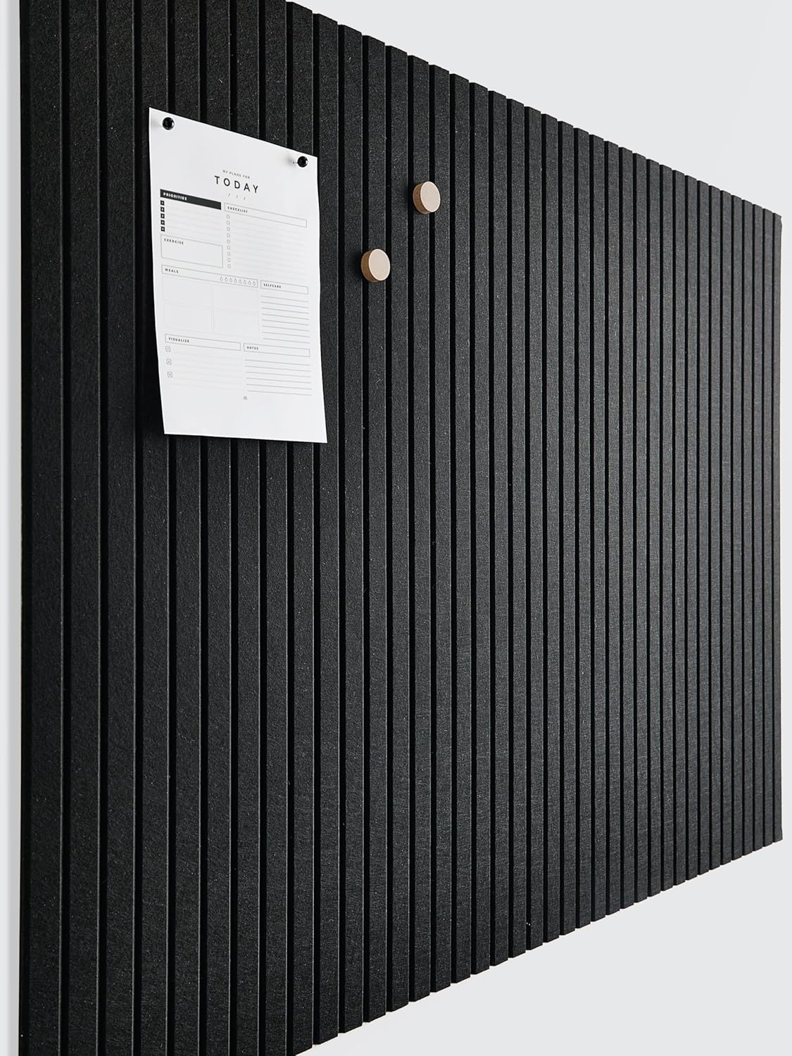 VIVELDA Large Cork Board - Black Felt Alternative, Slat Wall Paneling, Bulletin Board Tiles for Office Wall Decor, Push Pin Organizer - 12-Pack