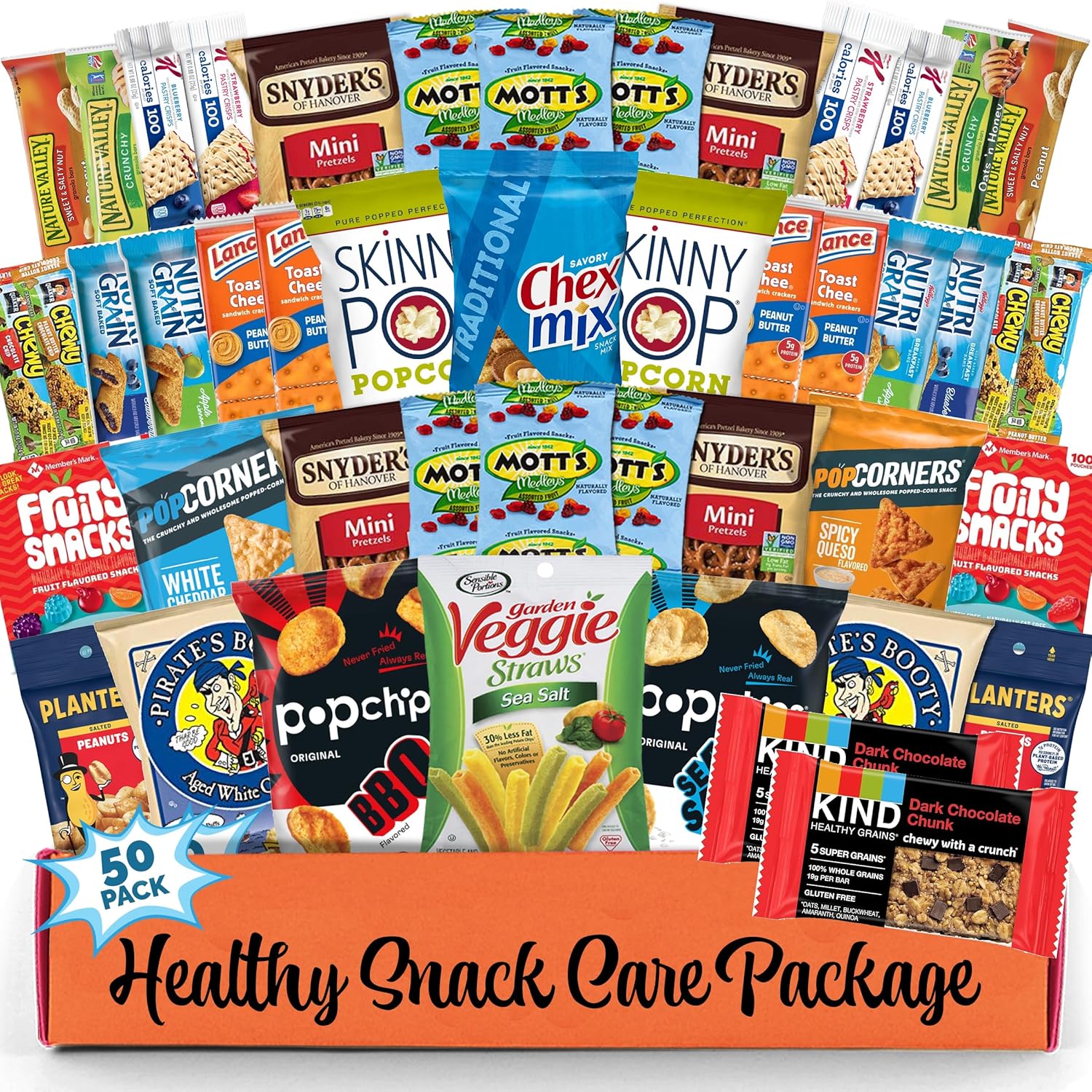 Healthy Snack Box Variety Pack Valentines Care Package (50 Count) Candy Gift Basket College Student Crave Food Box, Nutritious Bars Chips, Birthday Sweet Treats for Adults Kids Teens Boys Girls