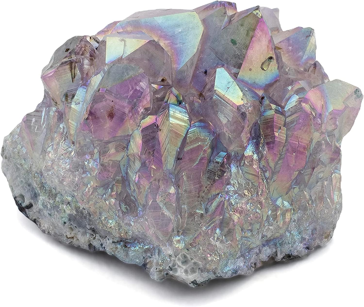 KALIFANO Angel Aura Amethyst Geode – Titanium-Bonded High-Energy Amatista for Reiki, Wicca, Crystal Decor & Metaphysical Gifts – Natural Crystals and Healing Stones (Family Owned)
