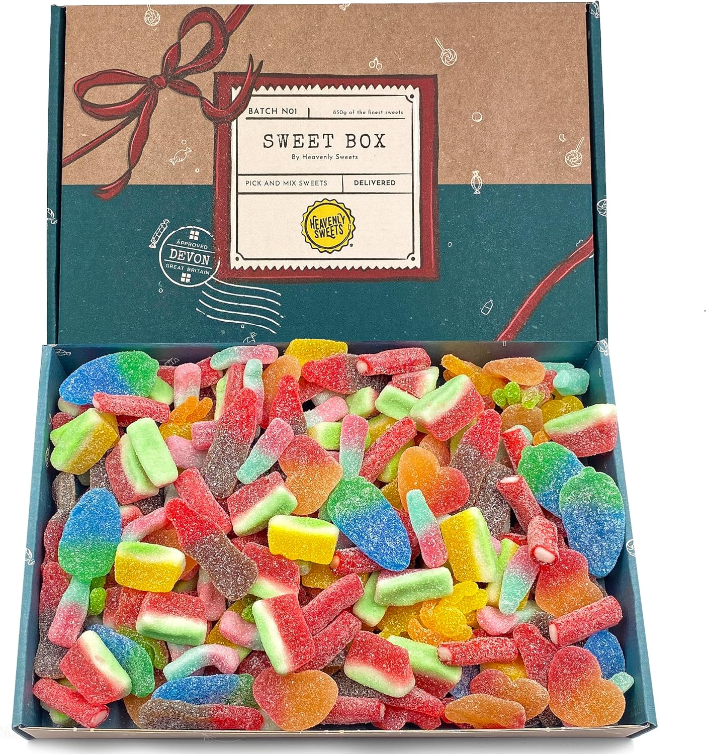 Heavenly Sweets | Pick and Mix Sweets Gift Box Fizzy Hamper | Premium 850g Sour Gummy Retro Candy | Birthday Fathers Day Summer Party Assortment | Pick & Mix Treats Selection Men Women Kids Adults