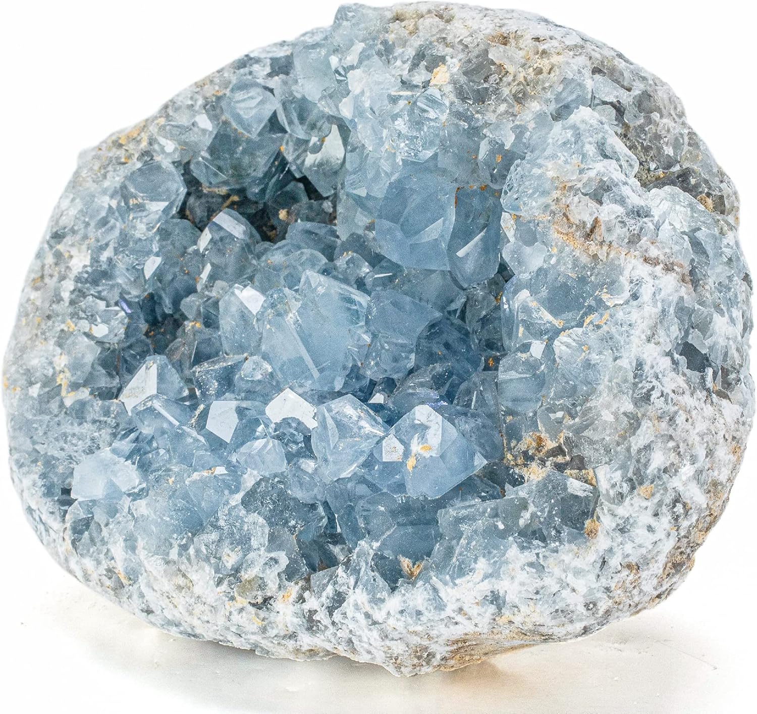 KALIFANO Raw AAA+ Celestite Crystal Cluster Geode - High Energy Natural Celestine Stone - Reiki Wicca Celestita Rock with Healing and Calming Effects (Family Owned and Operated)