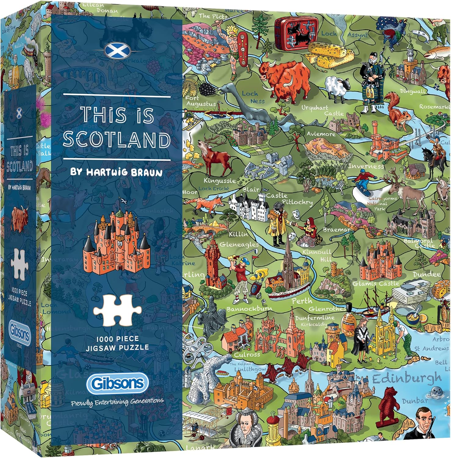 This is Scotland | 1000 Piece Jigsaw Puzzle | Attractions Map Puzzle | Sustainable Puzzle for Adults | Premium 100% Recycled Board | Great Gift for Adults | Gibsons Games