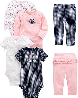 Simple Joys by Carter's baby-girls 6-piece Bodysuits (Short and Long Sleeve) and Pants Set