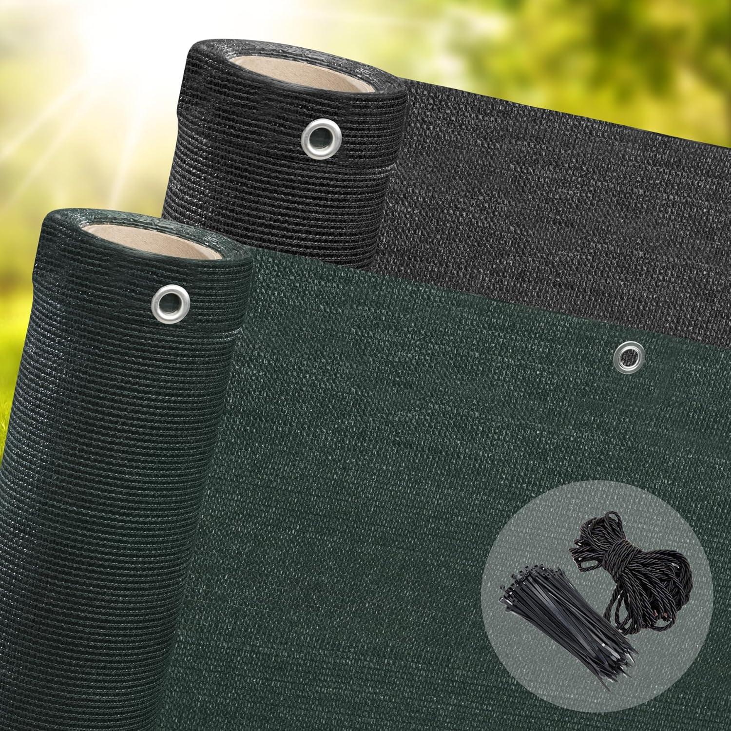 100% Privacy 320gsm Garden Privacy Screening Fence Screen Netting Balcony Screen Protection Screens Windbreak Overhead Shade Net Waterproof Back Coated Green 1m x 10m Free Cord 50 Zip Ties Included