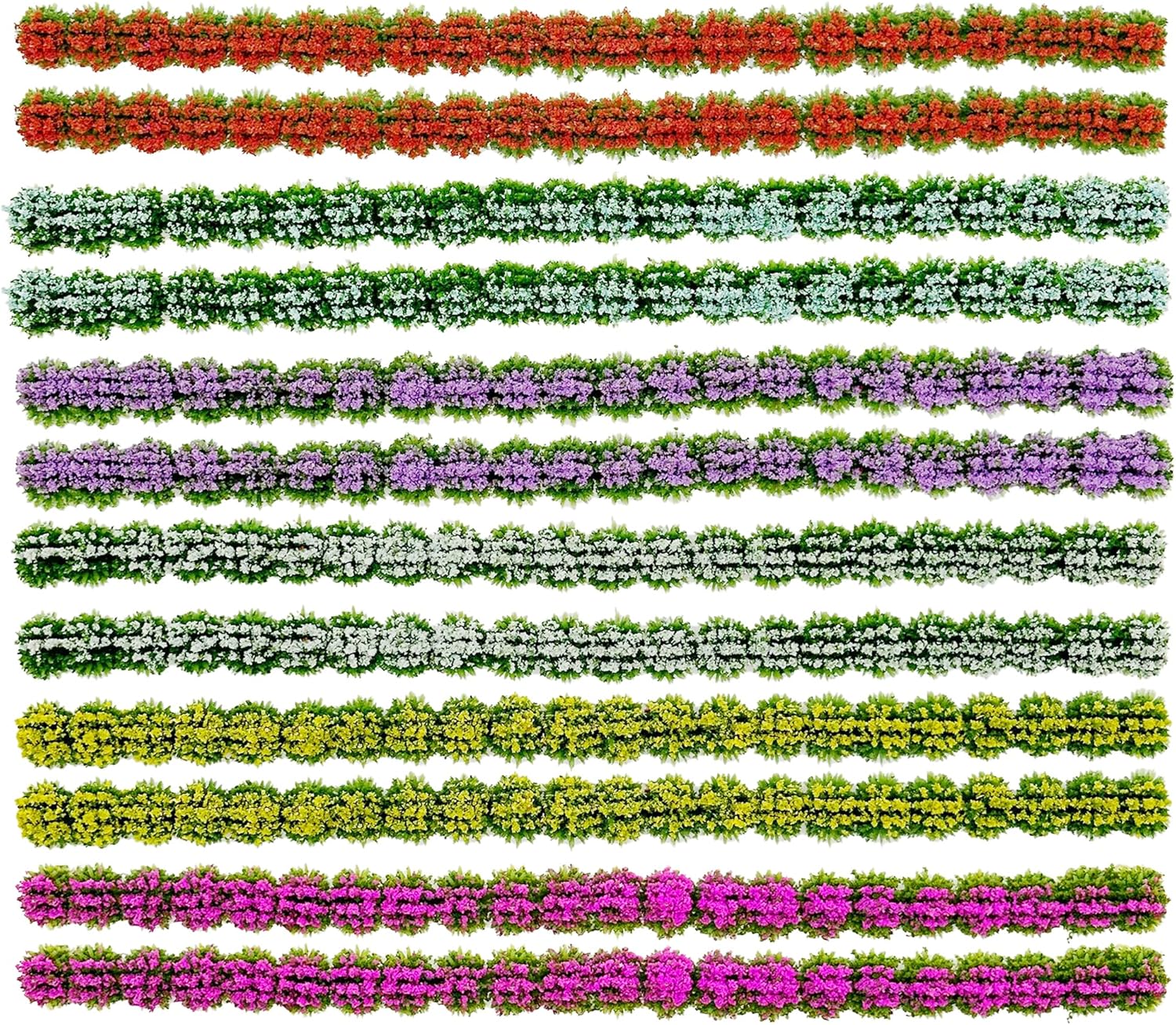 Woohome 12 PCS Flower Cluster Model, Static Grass Model Grass Tufts Set for DIY Miniature Train Landscape Terrain Railway Scenery Decorations