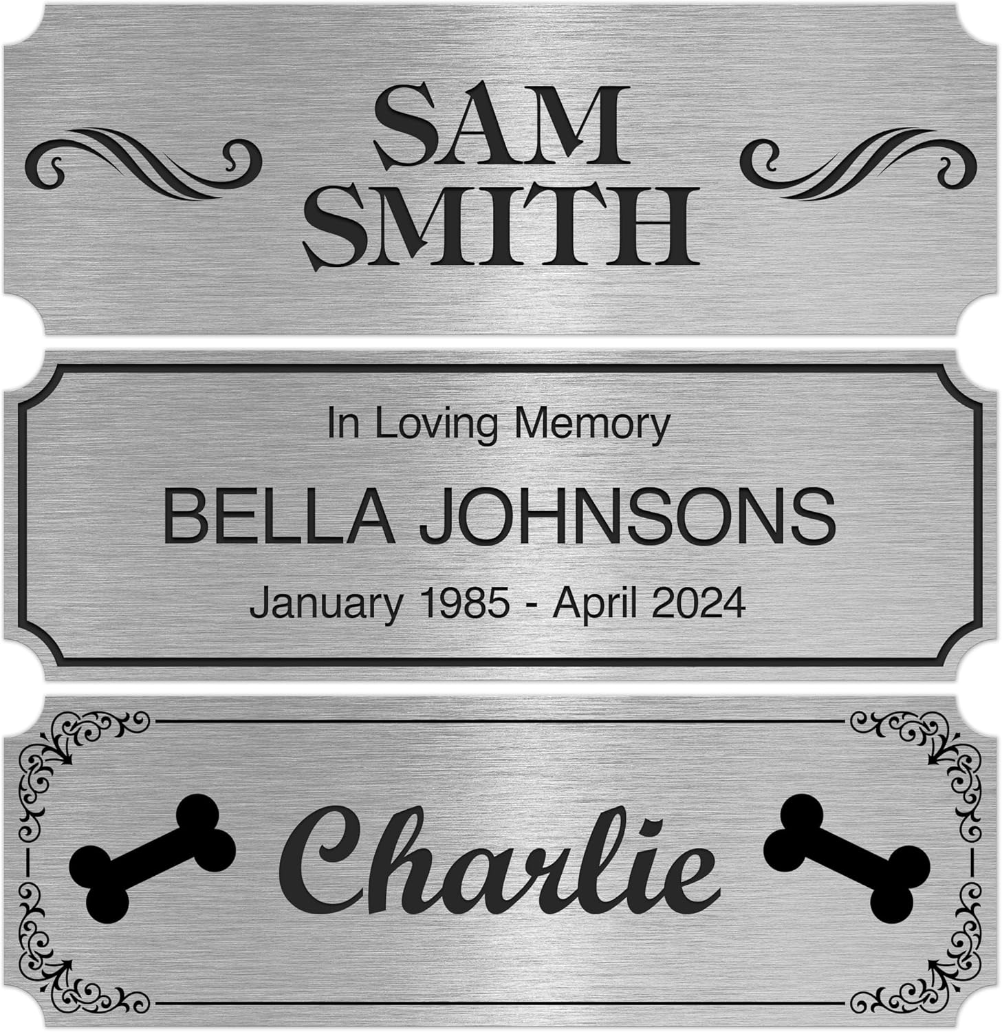 Custom Engraved Name Plate, Personalized Brushed Aluminum/Black Name Plaque, 1x3 Inches, Durable Engravable Impact Material, Made in The USA by My Sign Center