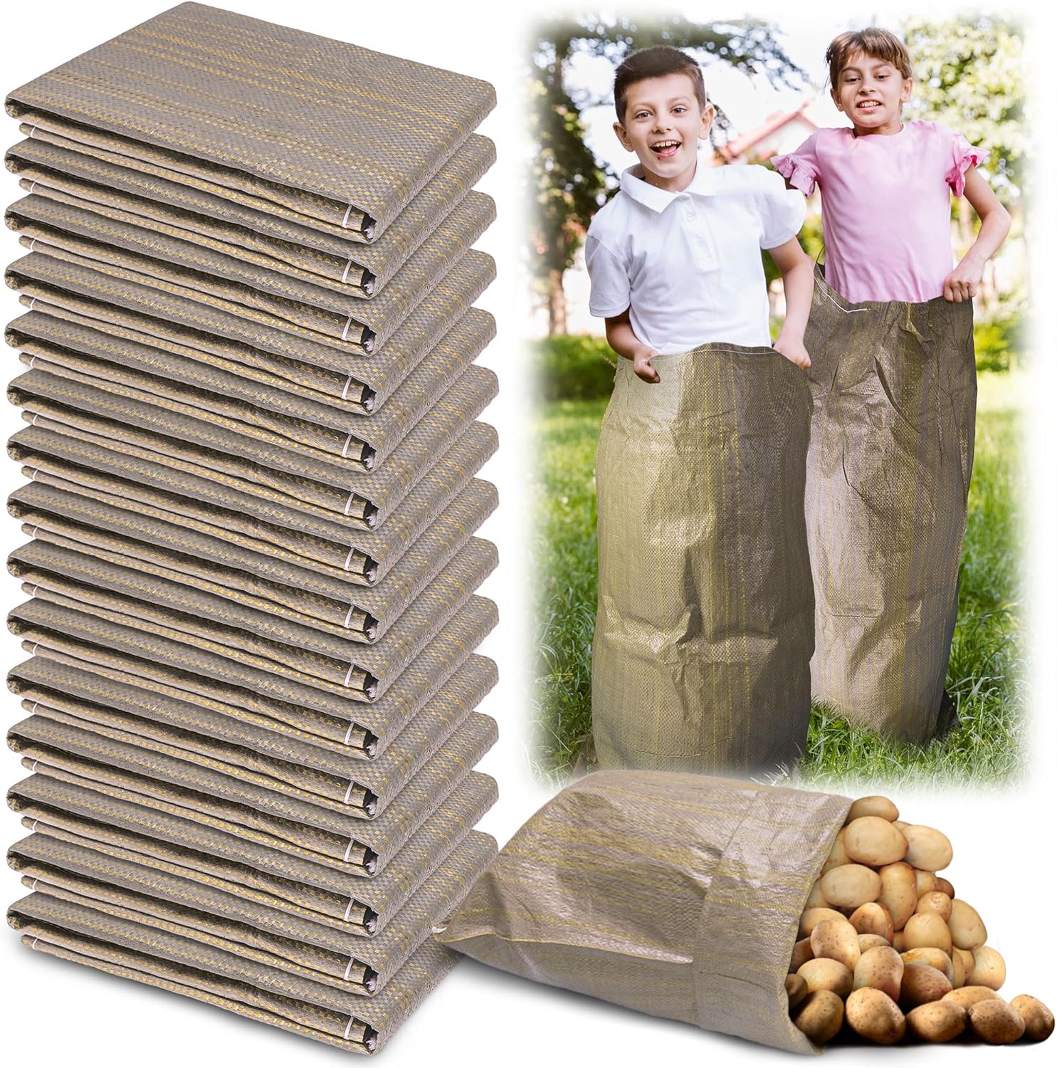 Potato Sack Race Bags,24"x40" Outdoor Lawn Games for adults and kids,large Gunny Sacks Burlap Bags,Suitable for Outdoor Sports Games, Birthday Parties, Outdoor Family Gatherings, Barbecues (10 Pack)