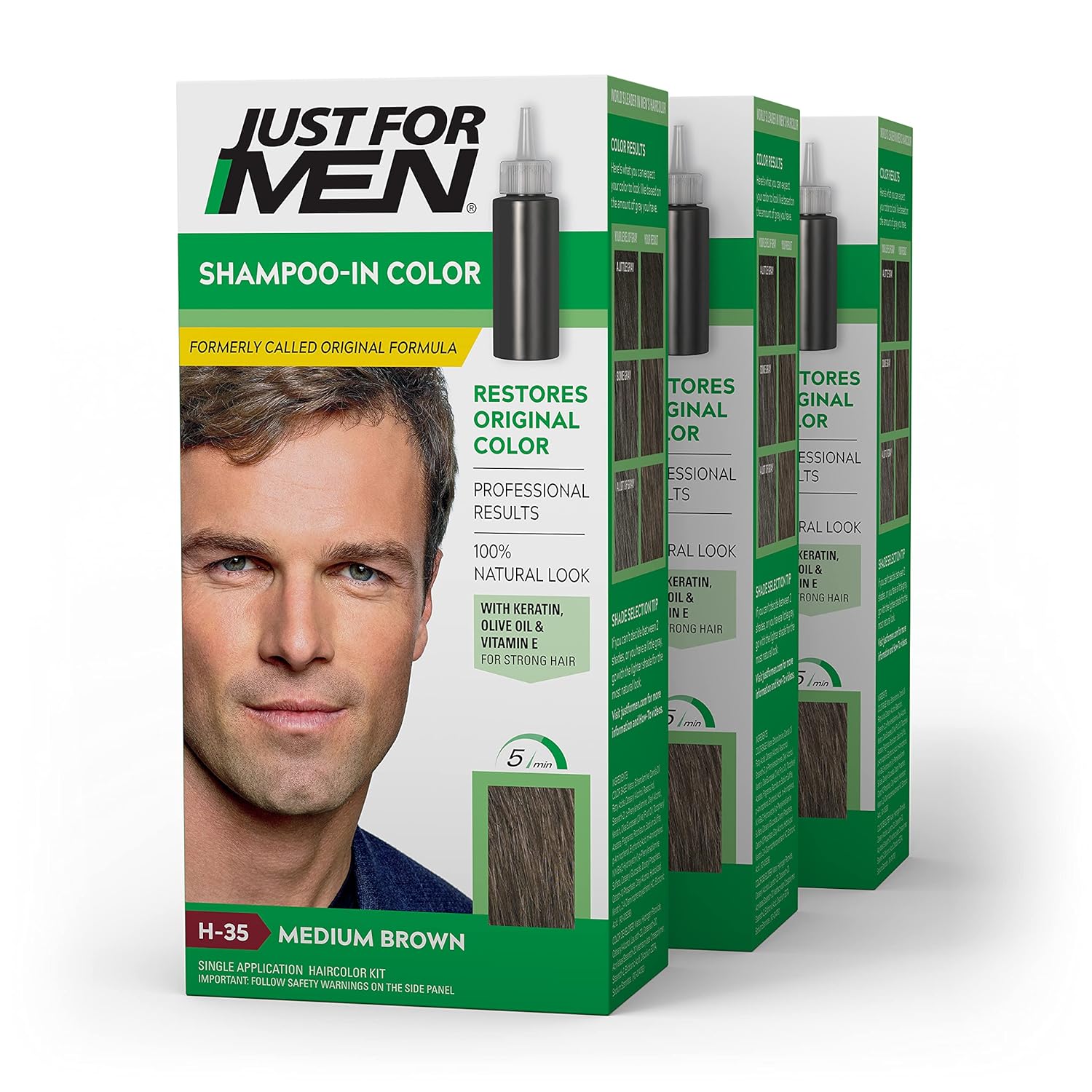 Just For Men Original Formula Men's Hair Color, Medium Brown (Pack of 3)