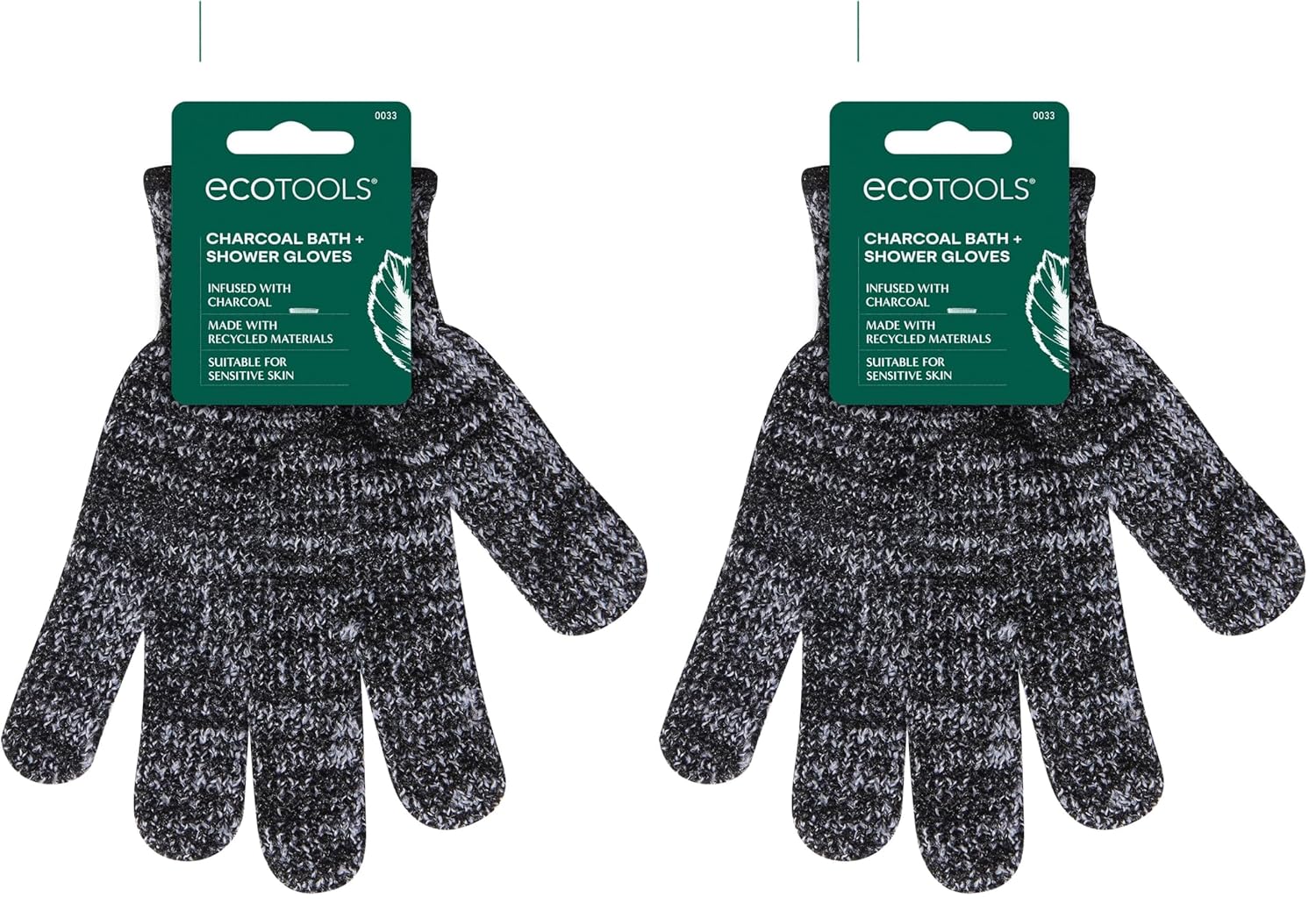 EcoTools Charcoal Bath + Shower Gloves, Exfoliating Gloves Remove Dead Skin & Cleanse Whole Body, Bath Gloves Infused With Charcoal To Scrub & Purify Skin, Cruelty Free, 1 Pair (2 Gloves) (Pack of 2)