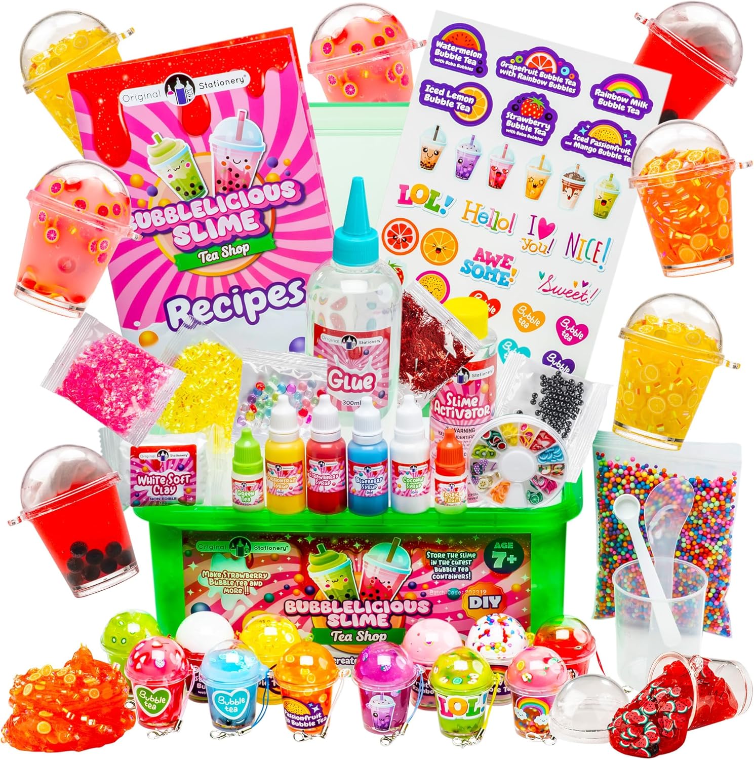 Original Stationery Bubble Tea Slime Kit - Scent Combinations, Tea Shop Theme, Ages 7 & Up - DIY Drink Slime Kit with Accessories & Add-Ins - Toys & Gifts for Girls