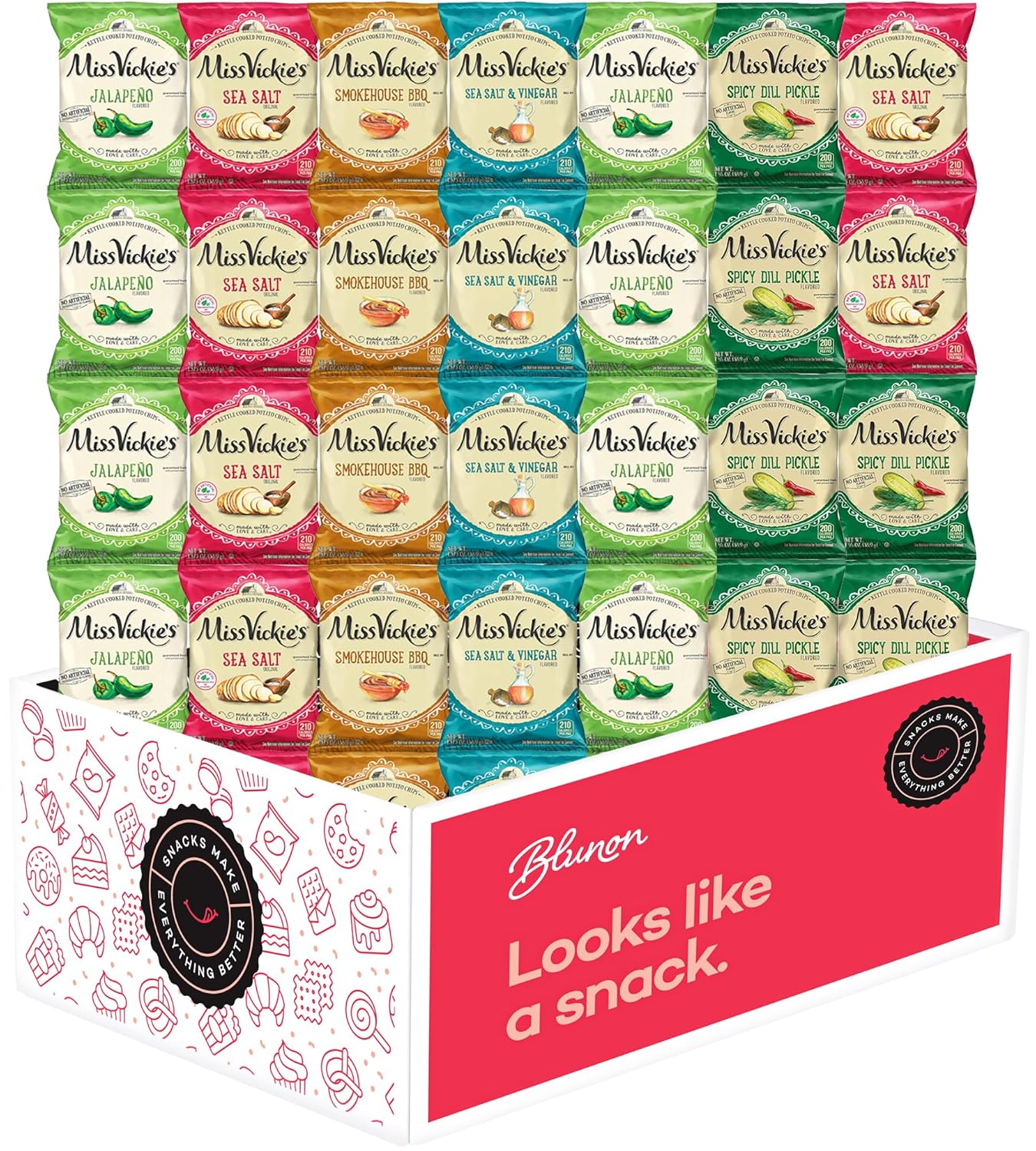 Miss Vickie Potato Chips Variety Pack - Kettle Cooked Bulk Assortment - Care Package Gift Box (30 Count)