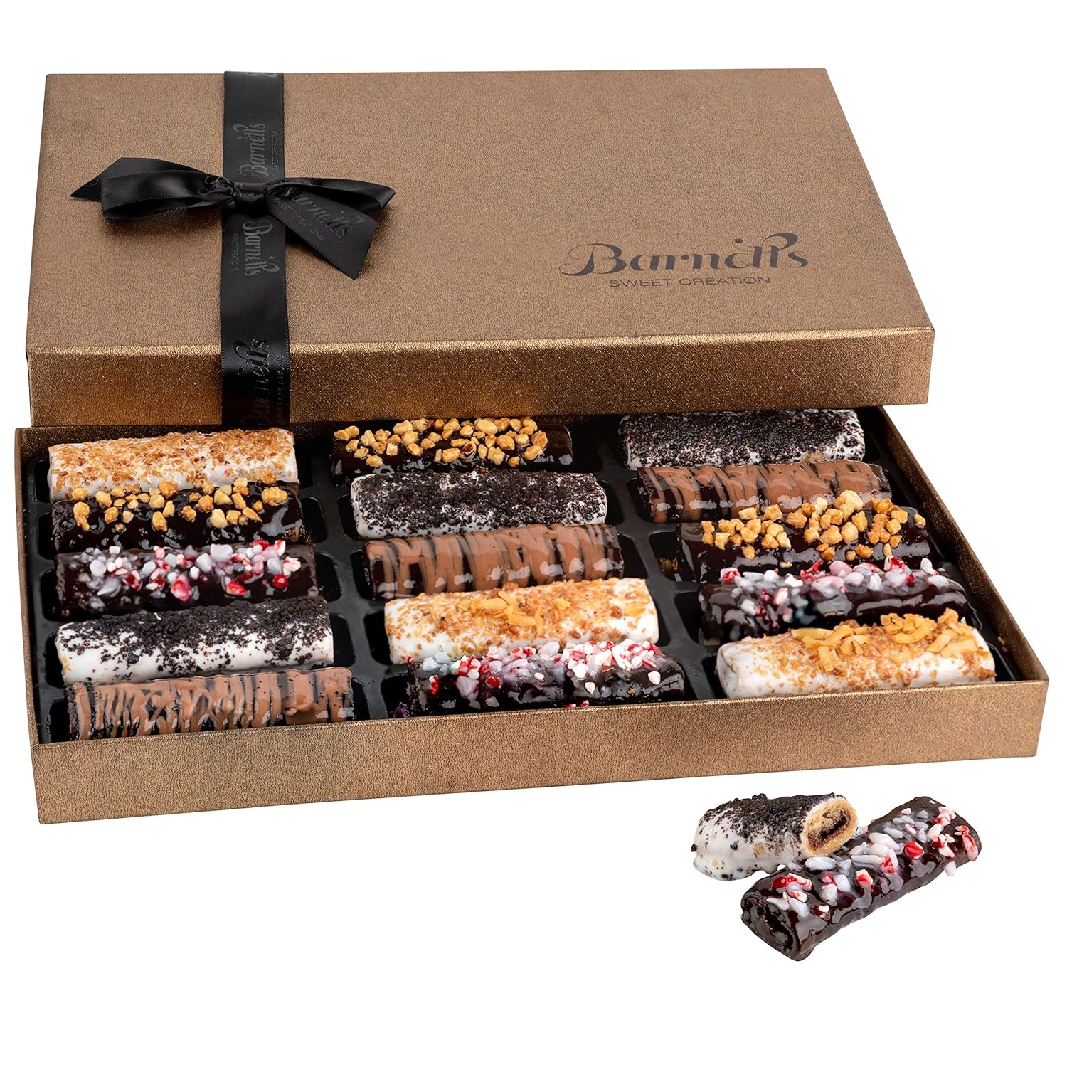 Barnetts Fathers Day Chocolate Gift Baskets, 15 Crepes Cookie Chocolates Candy Box, Gourmet Chocolate Covered Cookies Holiday Gifts, Spring Candy Basket Gifts Ideas, for Dad, Husband, Son, Grandfather Food Delivery Ideas