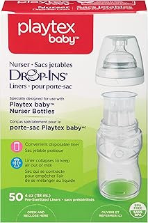 Playtex Baby Nurser Bottles Drop-Ins Recyclable Disposable Liners, Pre-Sterilized, 4 Oz, 50 Count